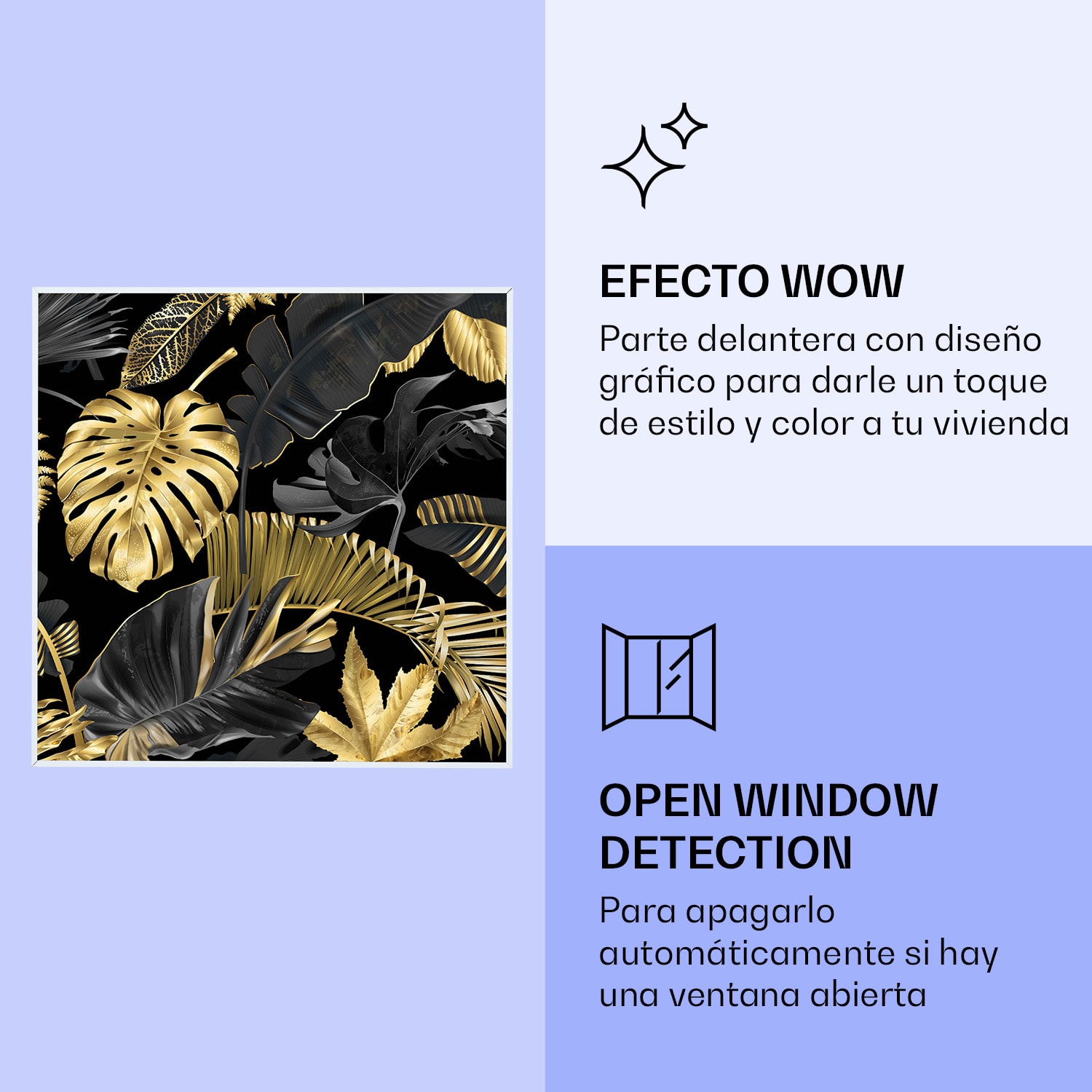 Wonderwall Air Art Calefactor infrarrojo inteligente de flor negra 60 x 60 cm 350 W 60 x 60 cm | Flor negra, marco blanco