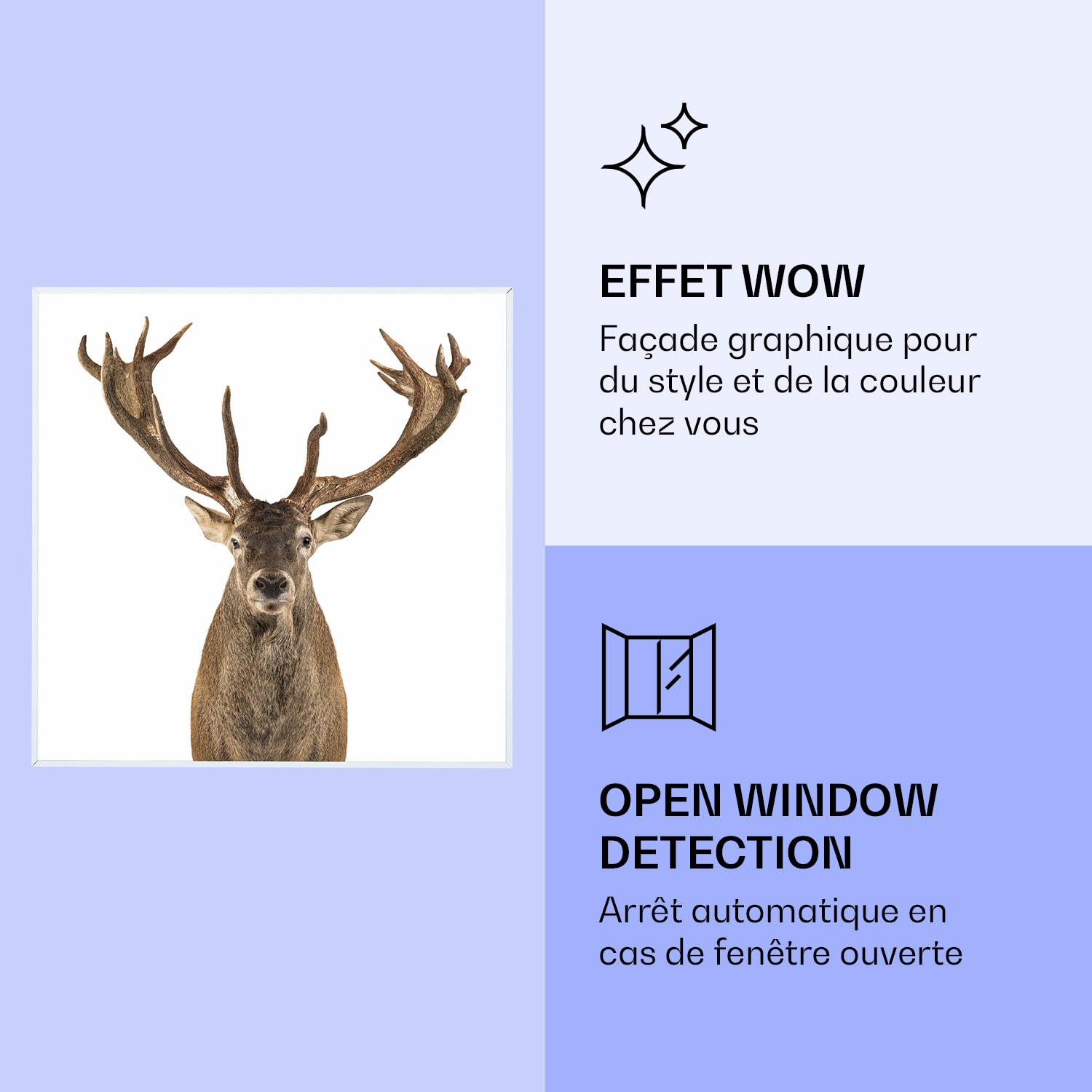 Radiateur infrarouge intelligent Wonderwall Air Art cerf 60x60 cm 350 W 60 x 60 cm | Cerf, cadre blanc