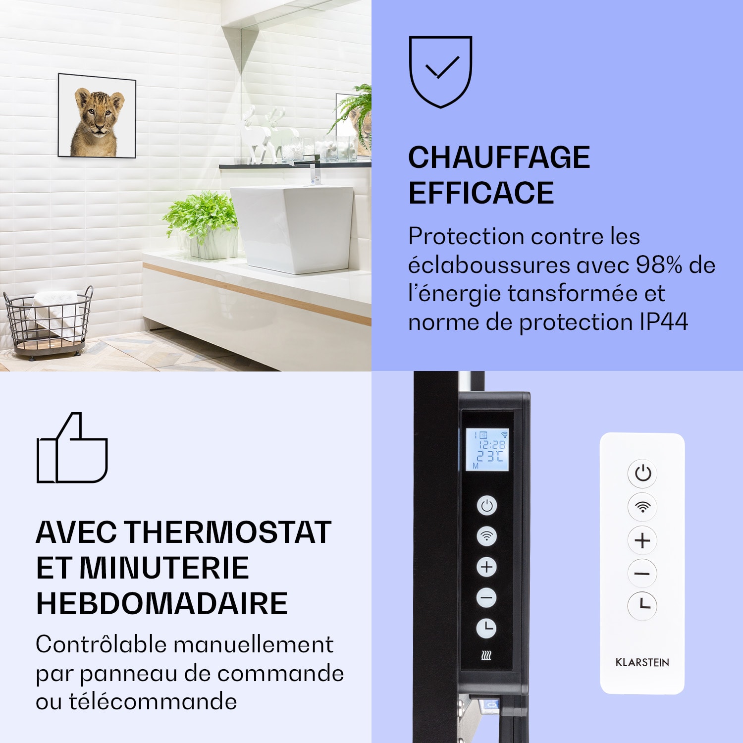 Radiateur infrarouge intelligent Wonderwall Air Art décor lion 60x60 cm 350 W 60 x 60 cm | Lion, cadre noir