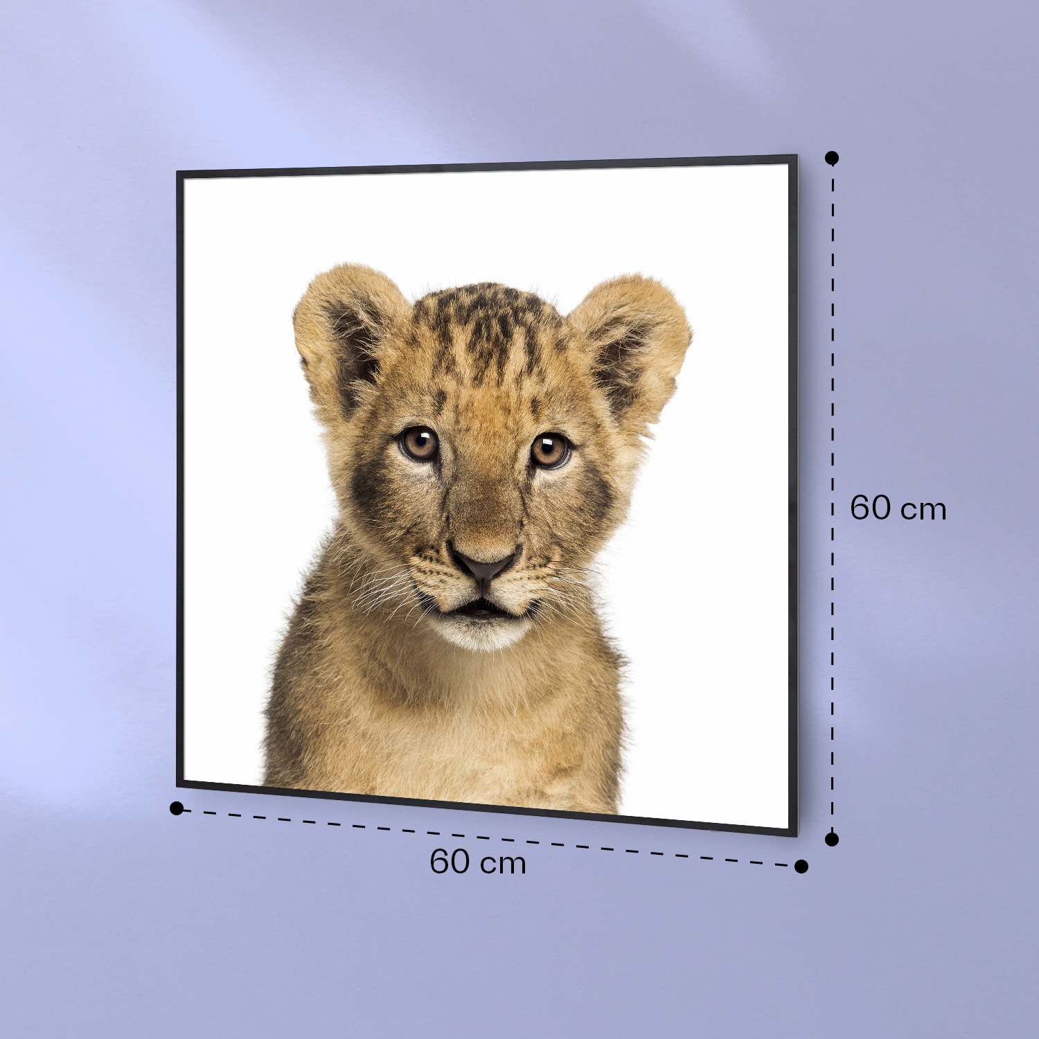 Radiateur infrarouge intelligent Wonderwall Air Art décor lion 60x60 cm 350 W 60 x 60 cm | Lion, cadre noir