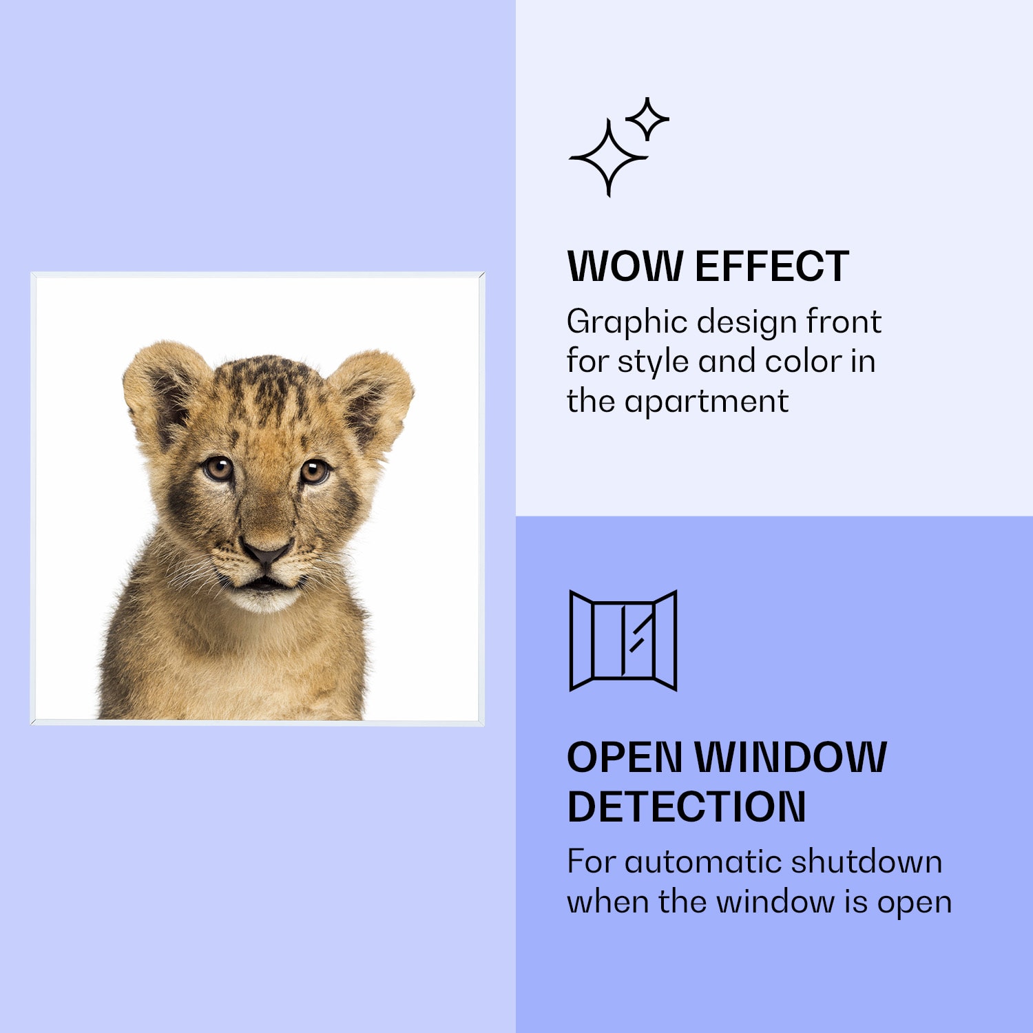 Wonderwall Air Art Smart infraroodverwarming leeuw 60x60 cm 350 W 