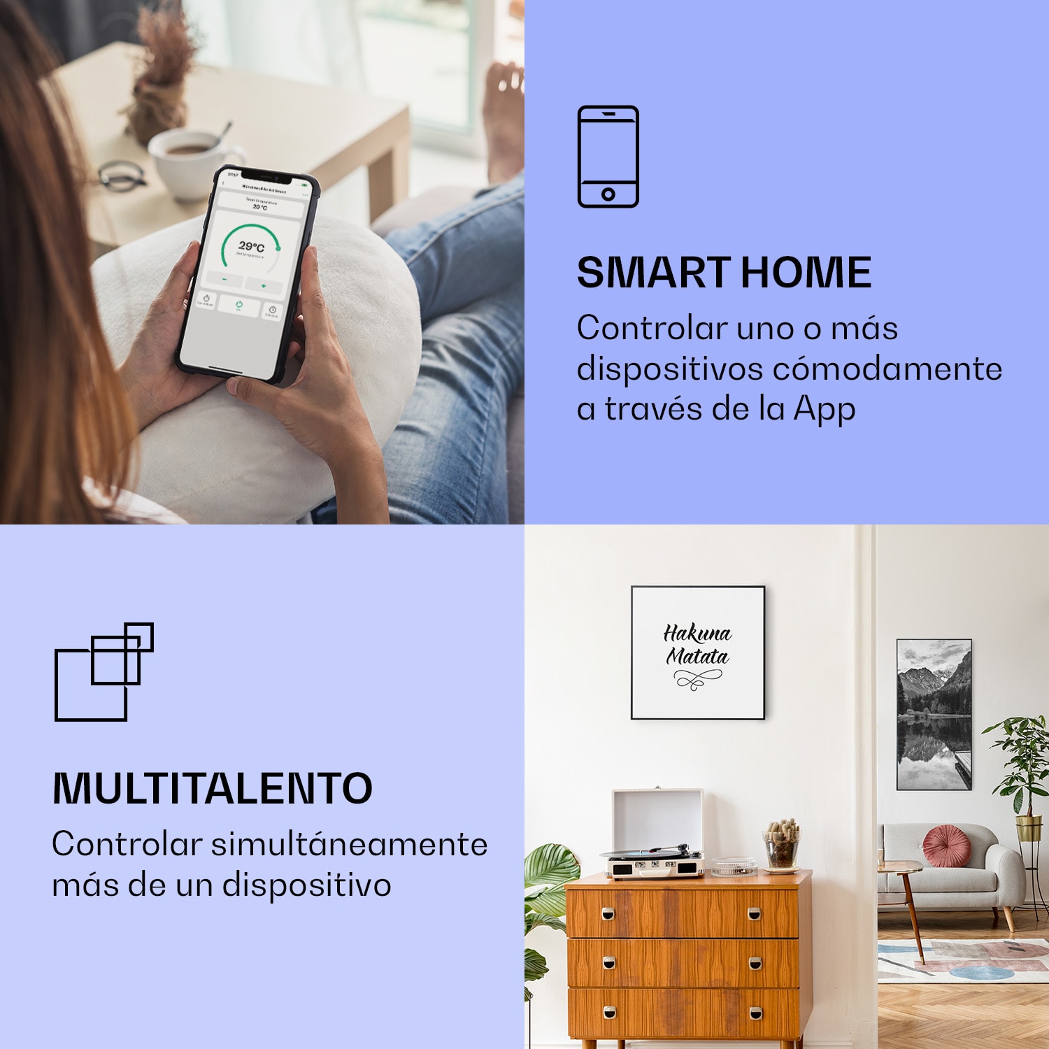 Wonderwall Air Art Calefactor infrarrojo inteligente de título 60 x 60 cm 350 W 60 x 60 cm | 350 W | Lema