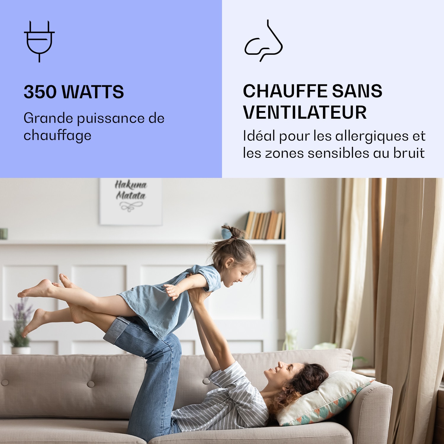 Radiateur infrarouge intelligent Wonderwall Air Art devise 60x60 cm 350 W 60 x 60 cm | Motto, cadre blanc