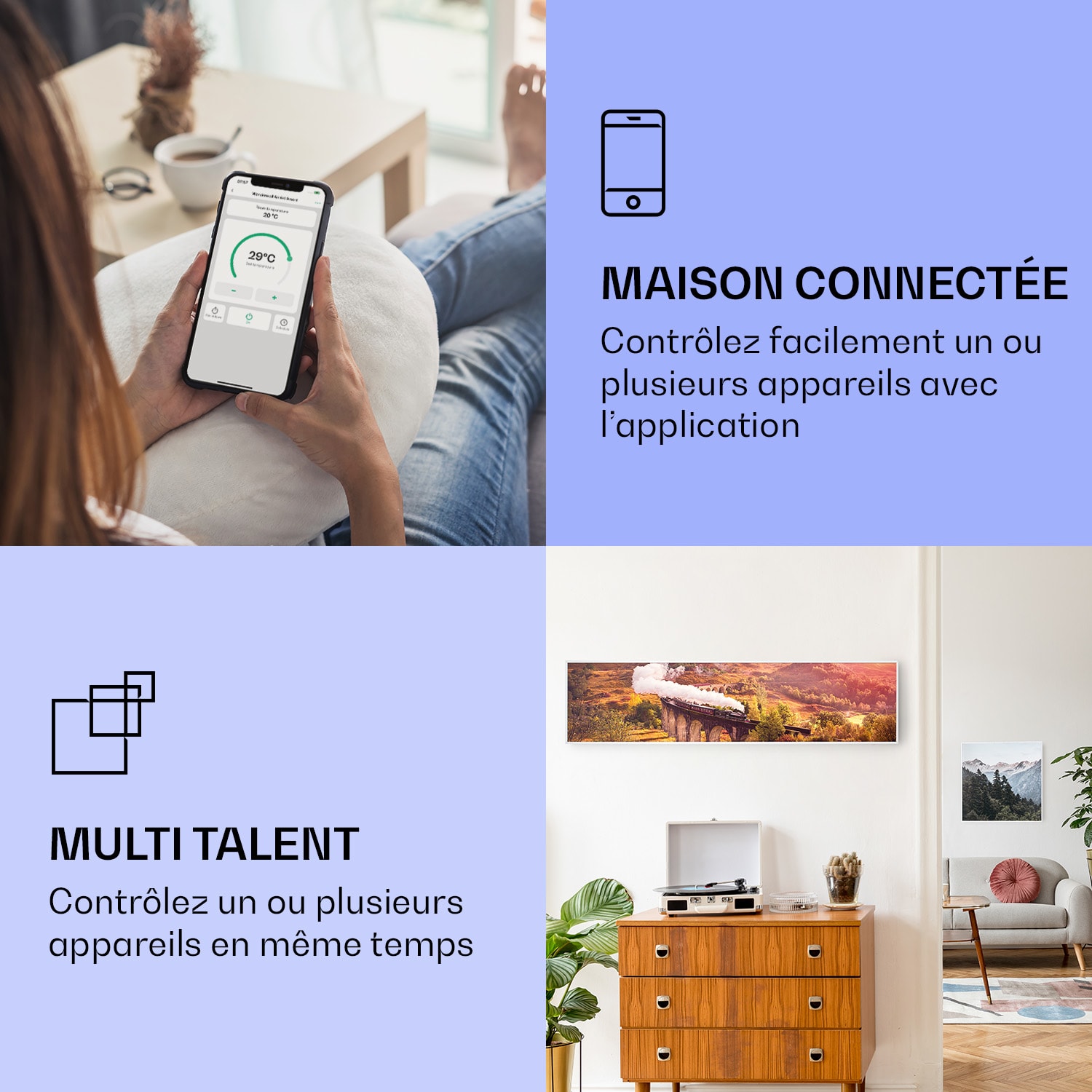 Wonderwall Air Art Smart infraroodverwarming trein 120x30 cm 350 W 120 x 30 cm | Trein, wit frame