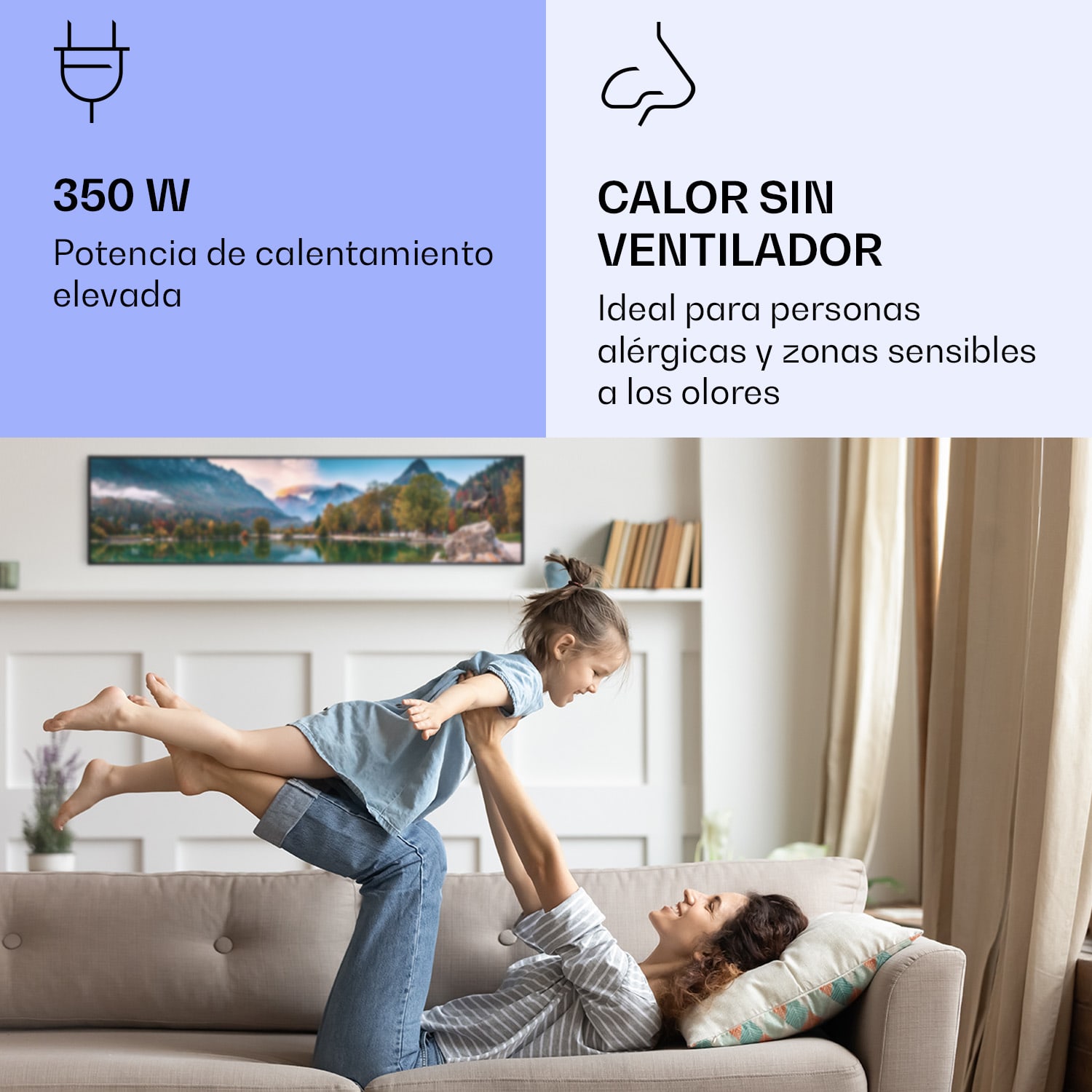 Wonderwall Air Art Calefactor infrarrojo inteligente de lago 120 x 30 cm 350 W 120 x 30 cm | Lago, marco negro