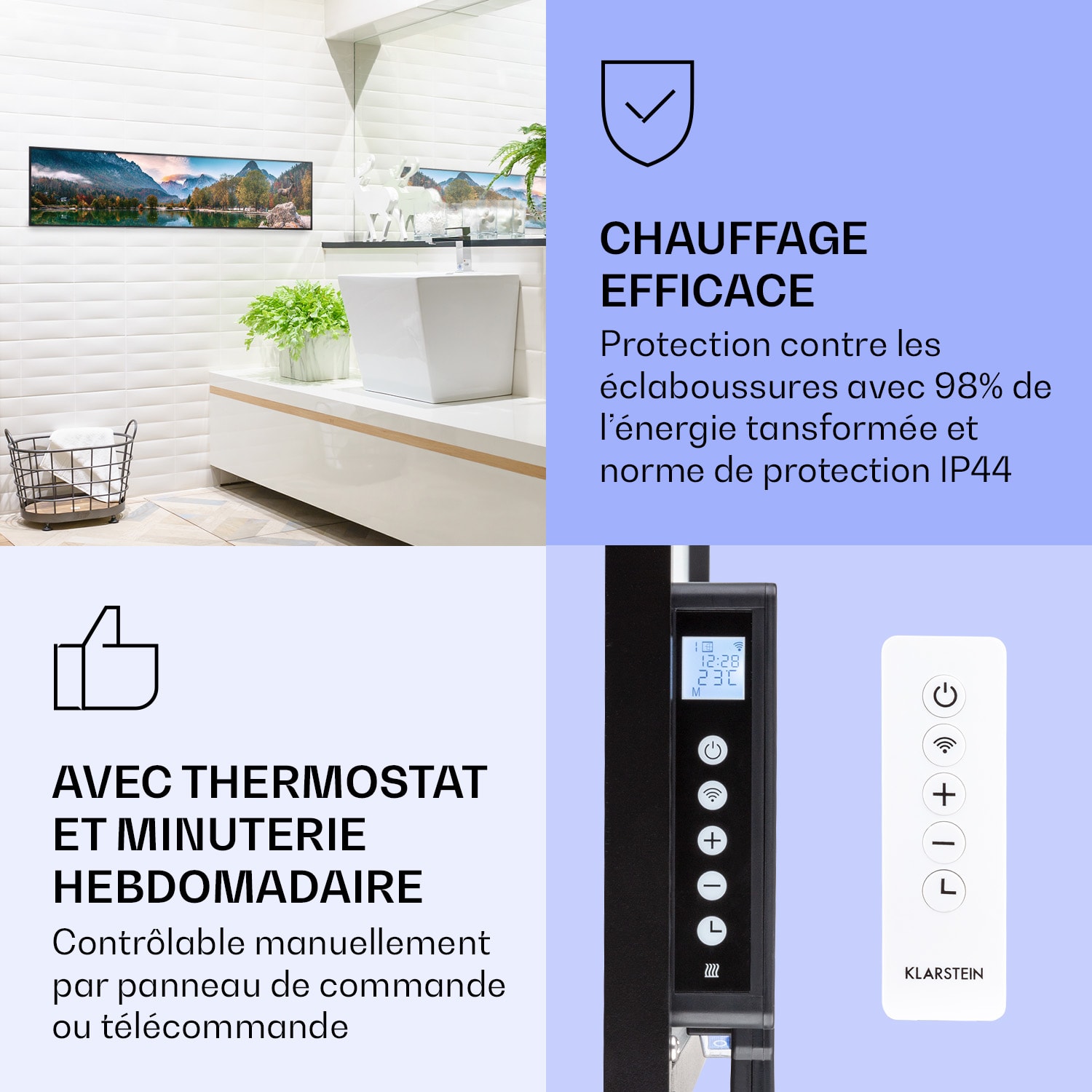 Wonderwall Air Art Smart infraroodverwarming meer 120x30 cm 350 W 120 x 30 cm | Meer, zwart frame