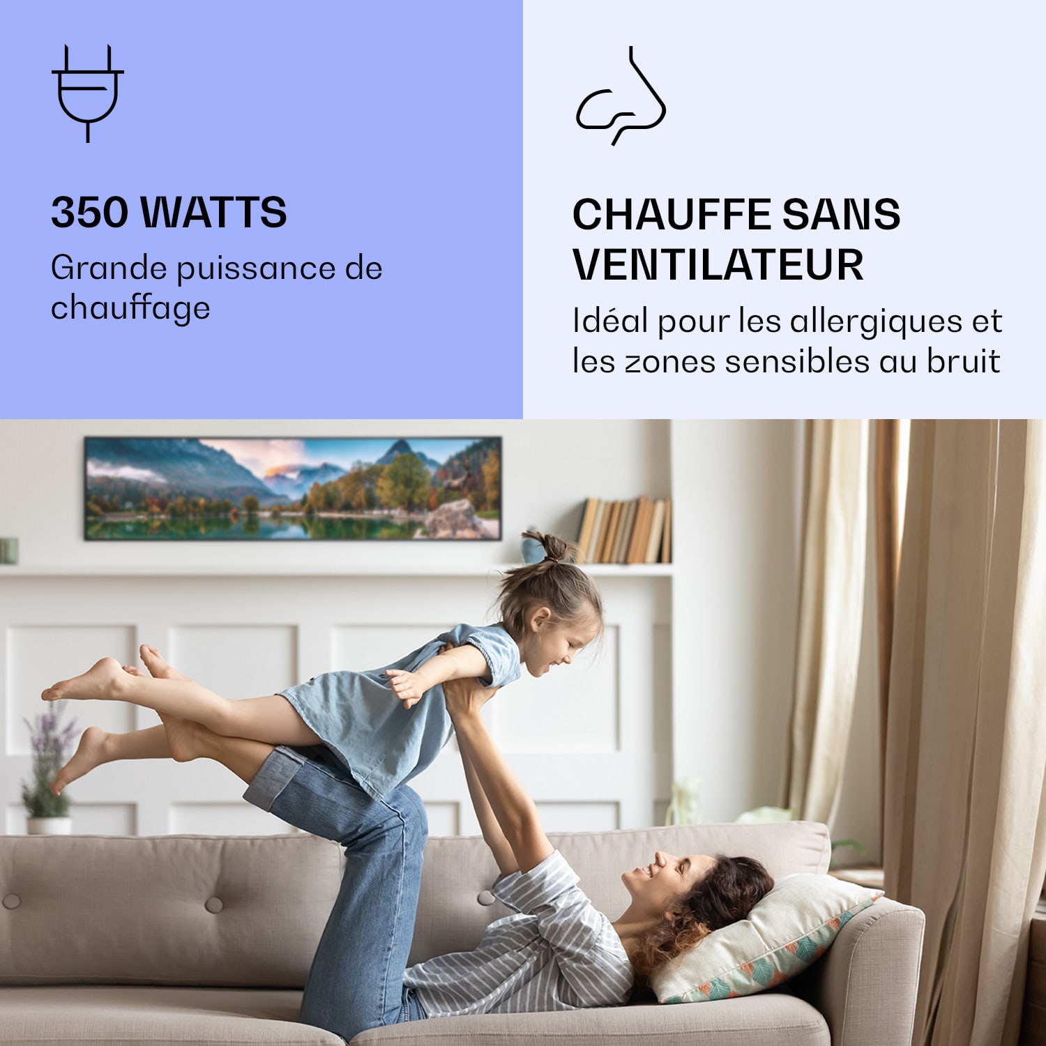 Wonderwall Air Art Smart infraroodverwarming meer 120x30 cm 350 W 120 x 30 cm | Meer, zwart frame