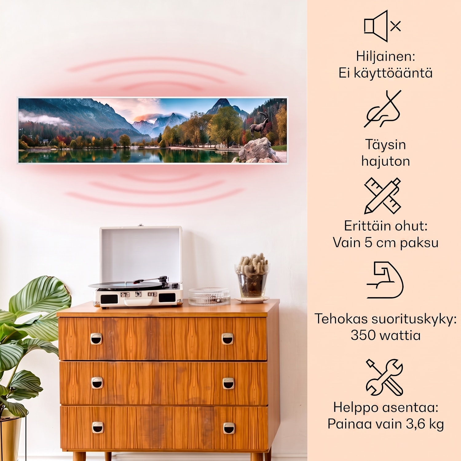 Wonderwall Air Art Smart infrapunalämmitin meri 120 x 30 cm 350 W 120 x 30 cm | 350 W | Lake Panorama
