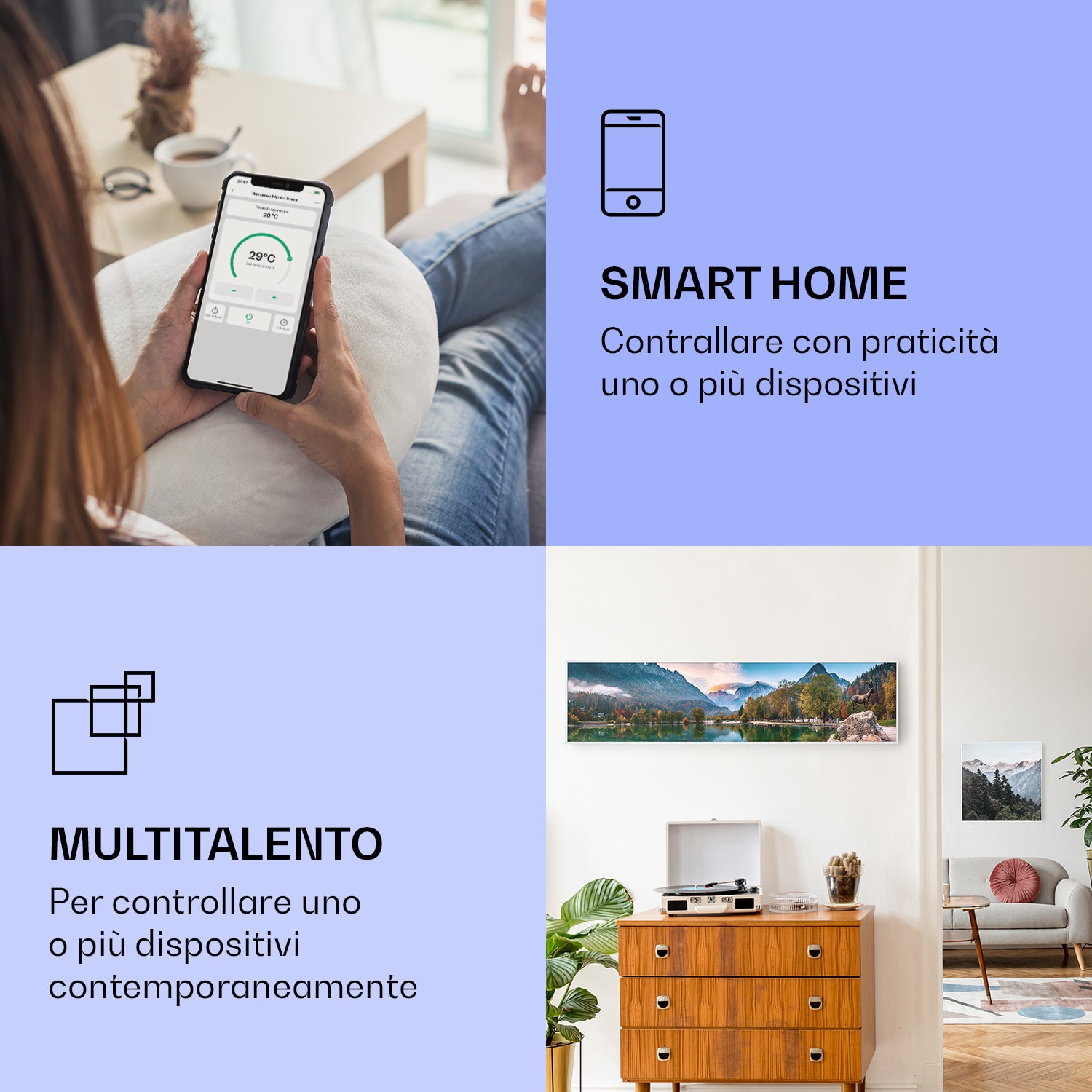 Wonderwall Air Art Smart Riscaldatore a infrarossi Lago 120x30cm 350W 120 x 30 cm | 350 W | Panorama del lago