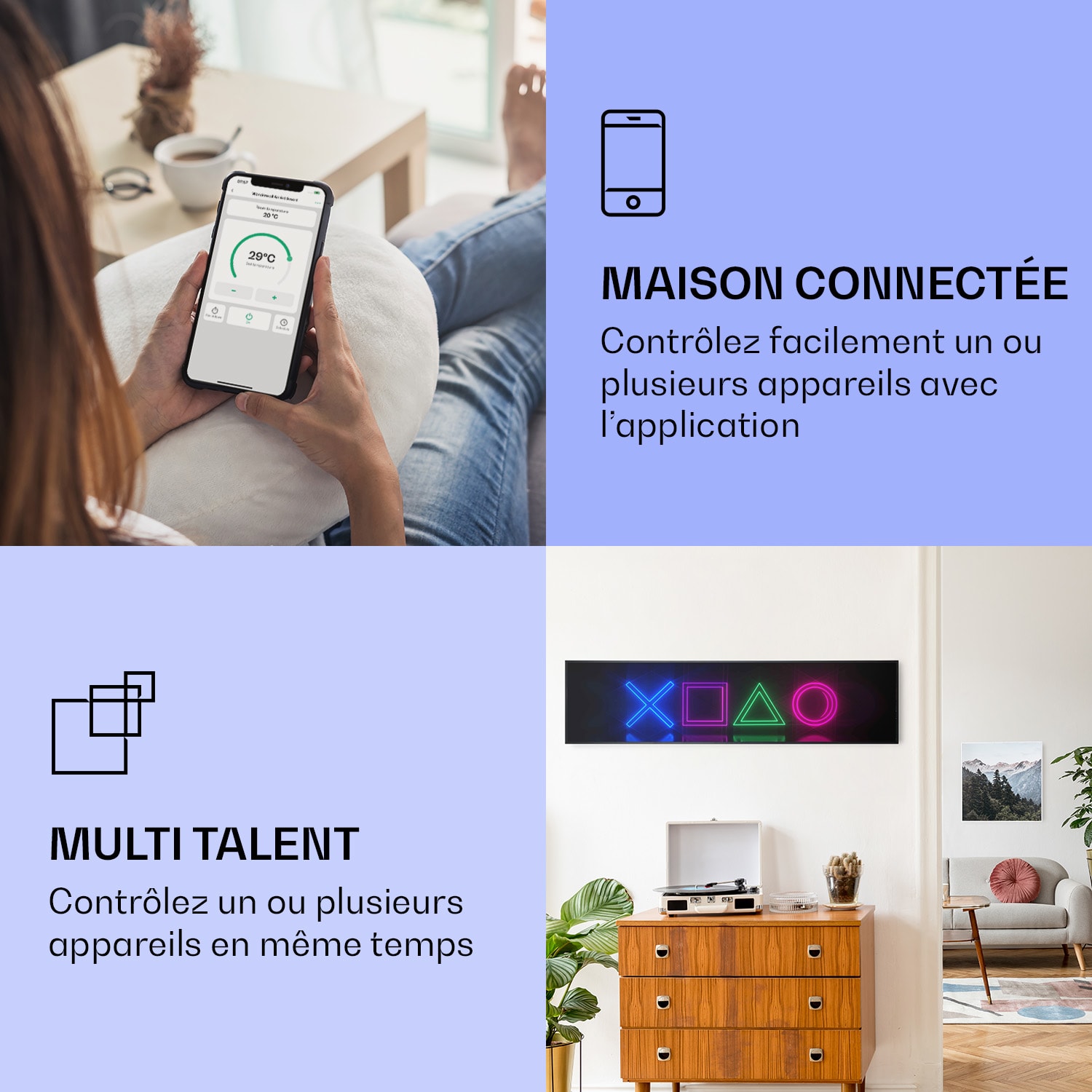 Radiateur infrarouge intelligent Wonderwall Air Art jeu 120x30 cm 350 W 120 x 30 cm | 350 W | Jeu