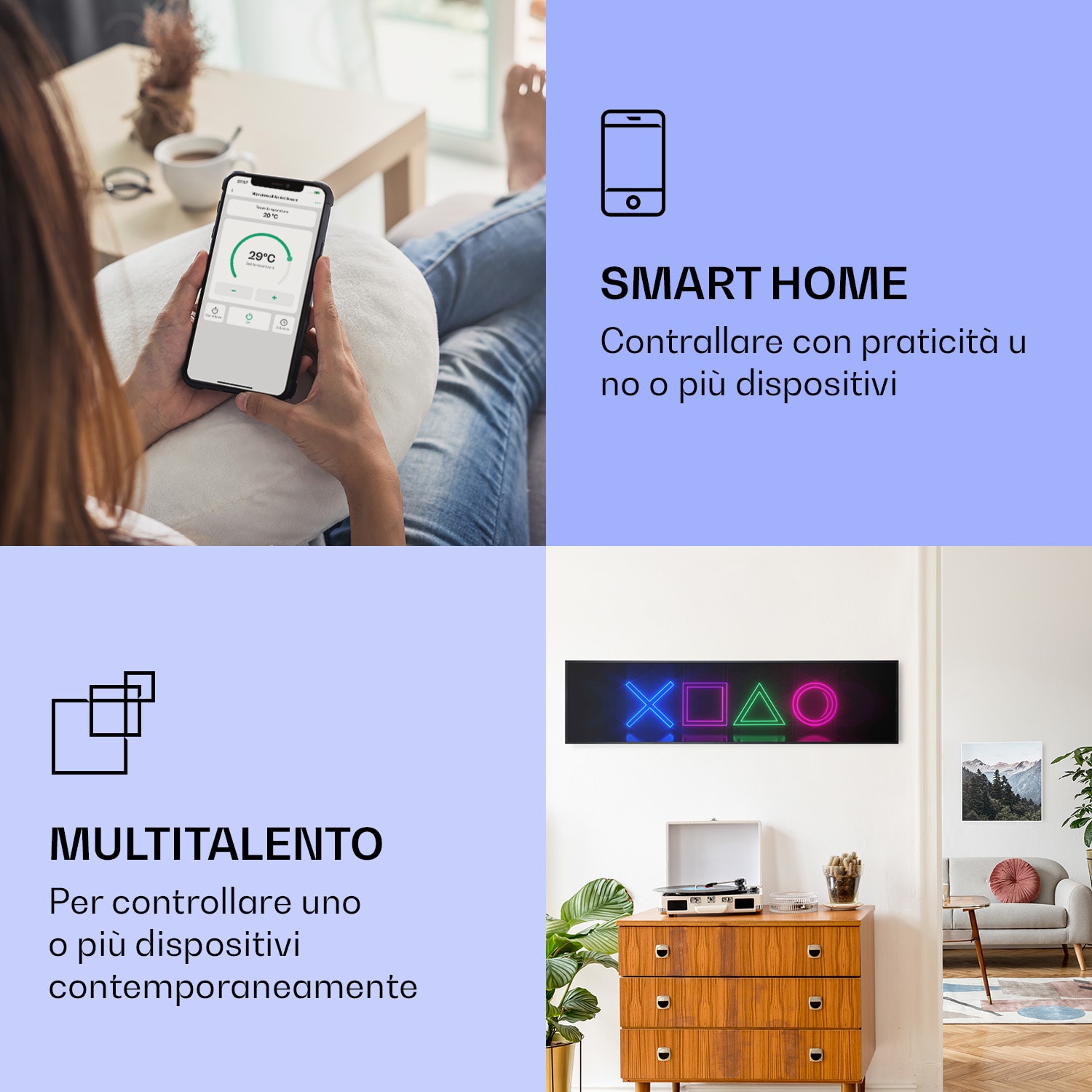 Wonderwall Air Art Smart Riscaldatore a infrarossi Gioco 120x30cm 350W 120 x 30 cm | 350 W | Gioco