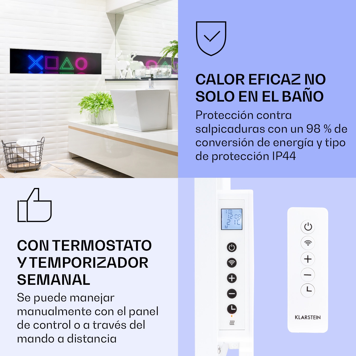 Wonderwall Air Art Calefactor infrarrojo inteligente de juego 120 x 30 cm 350 W 120 x 30 cm | Juego, marco blanco