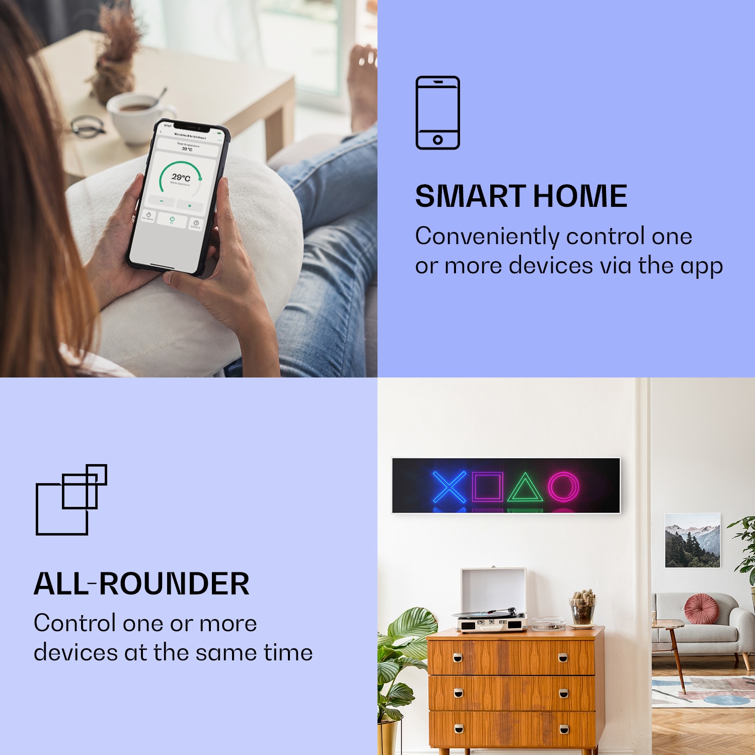 Wonderwall Air Art Smart, infracrveni grijač, igra, 120 x 30 cm, 350 W 120 x 30 cm | Igra, bijeli okvir