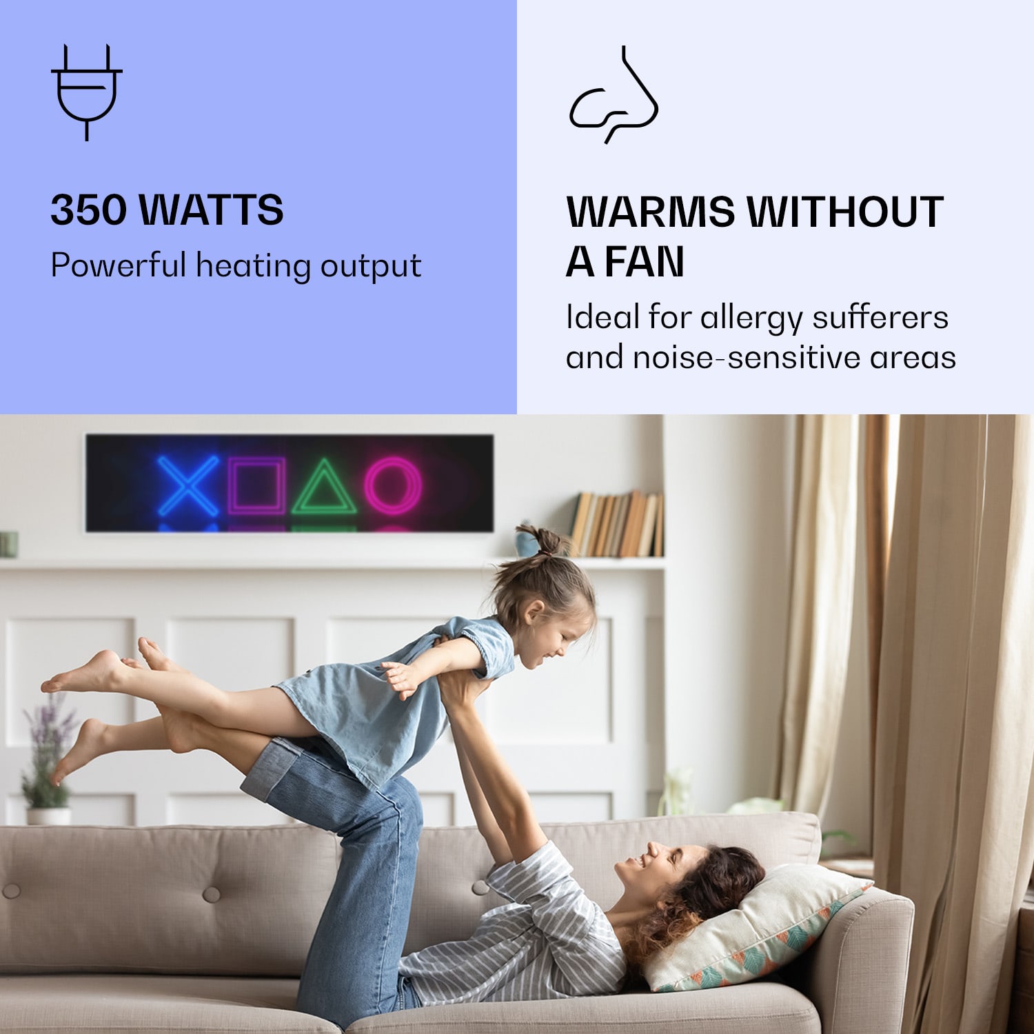 Wonderwall Air Art Smart, infracrveni grijač, igra, 120 x 30 cm, 350 W 120 x 30 cm | Igra, bijeli okvir