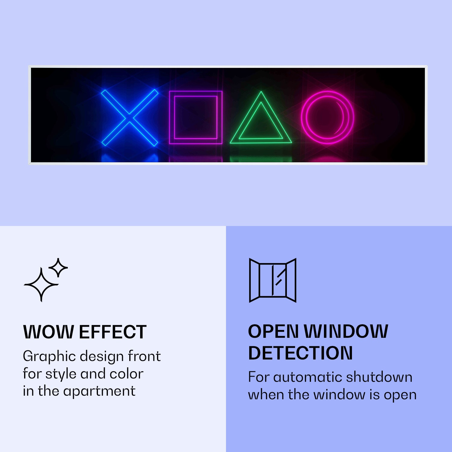 Wonderwall Air Art Smart, infracrveni grijač, igra, 120 x 30 cm, 350 W 120 x 30 cm | Igra, bijeli okvir