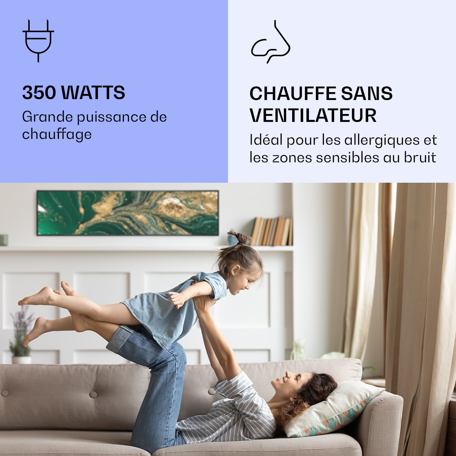 Wonderwall Air Art Smart infraroodverwarming draaikolk 120x30 cm 350 W 120 x 30 cm | Wervelingen, zwart frame