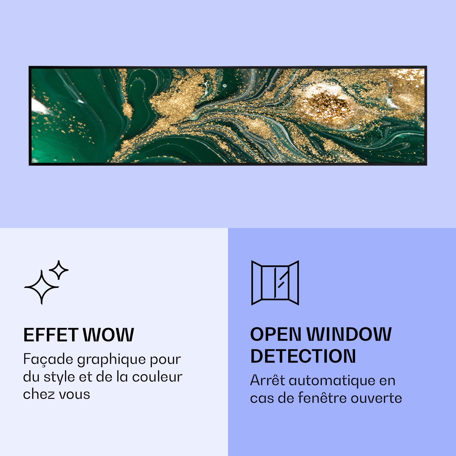 Wonderwall Air Art Smart infraroodverwarming draaikolk 120x30 cm 350 W 120 x 30 cm | Wervelingen, zwart frame