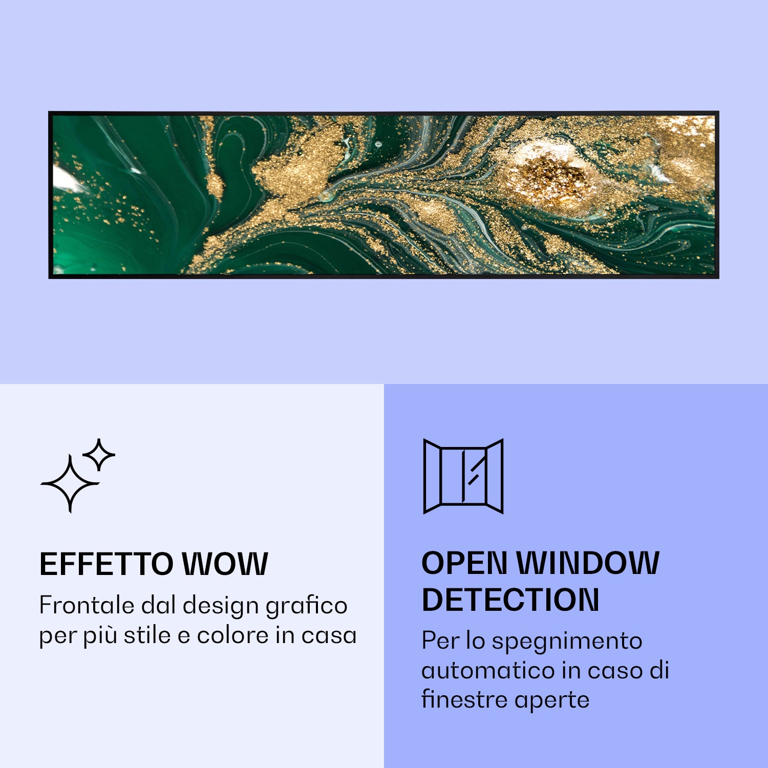 Wonderwall Air Art Smart Riscaldatore a infrarossi Vortice 120x30cm 350W 120 x 30 cm | Turbinii, Black Frame