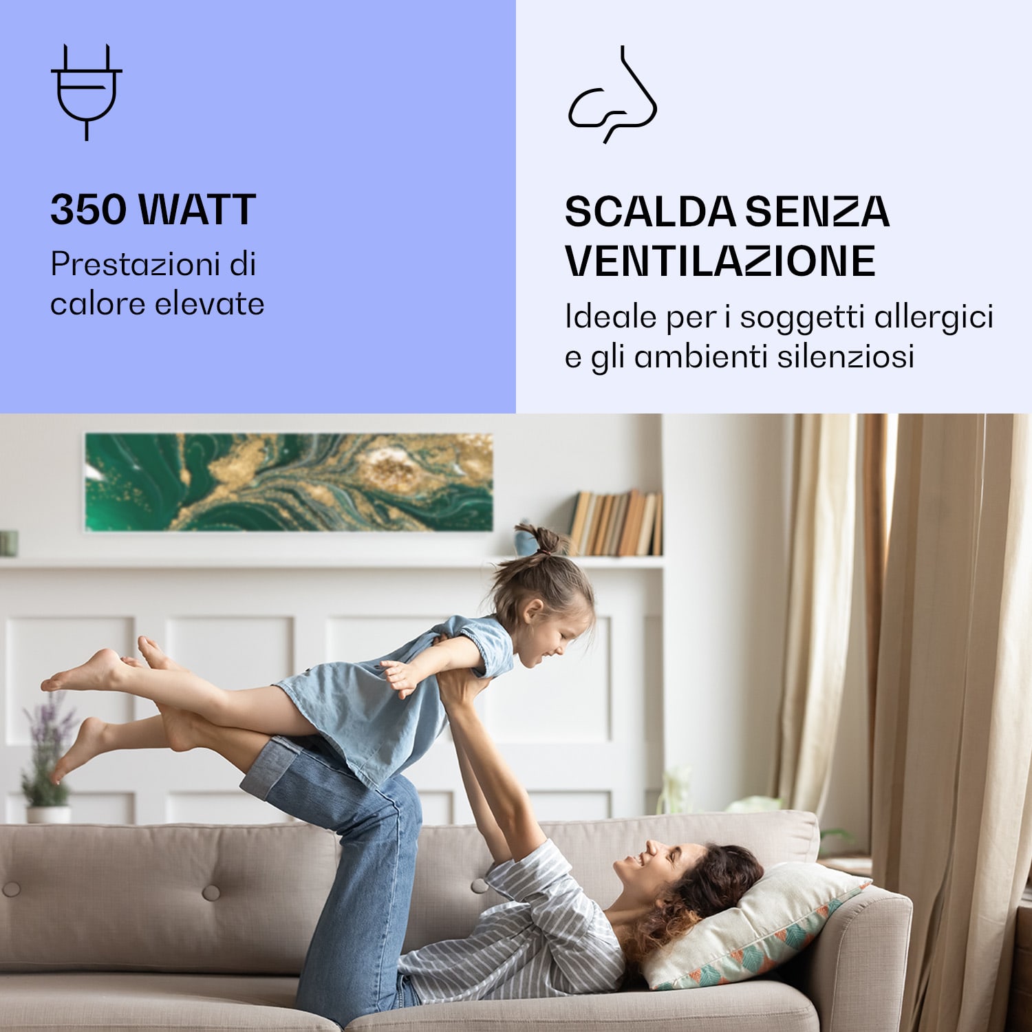 Wonderwall Air Art Smart Riscaldatore a infrarossi Vortice 120x30cm 350W 