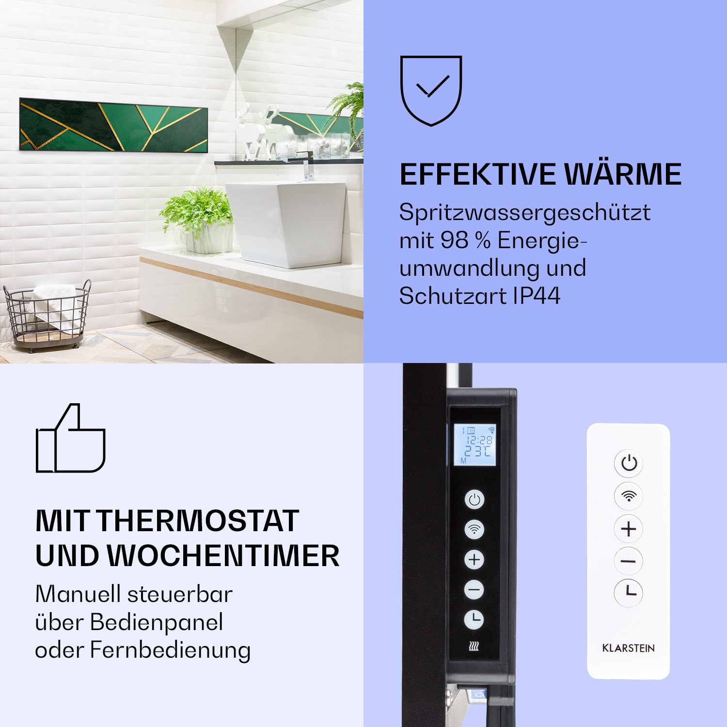 Wonderwall Air Art Smart Infrarotheizung Grüne Linie 120x30cm 350W 120 x 30 cm | Grüne Linie, schwarzer Rahmen