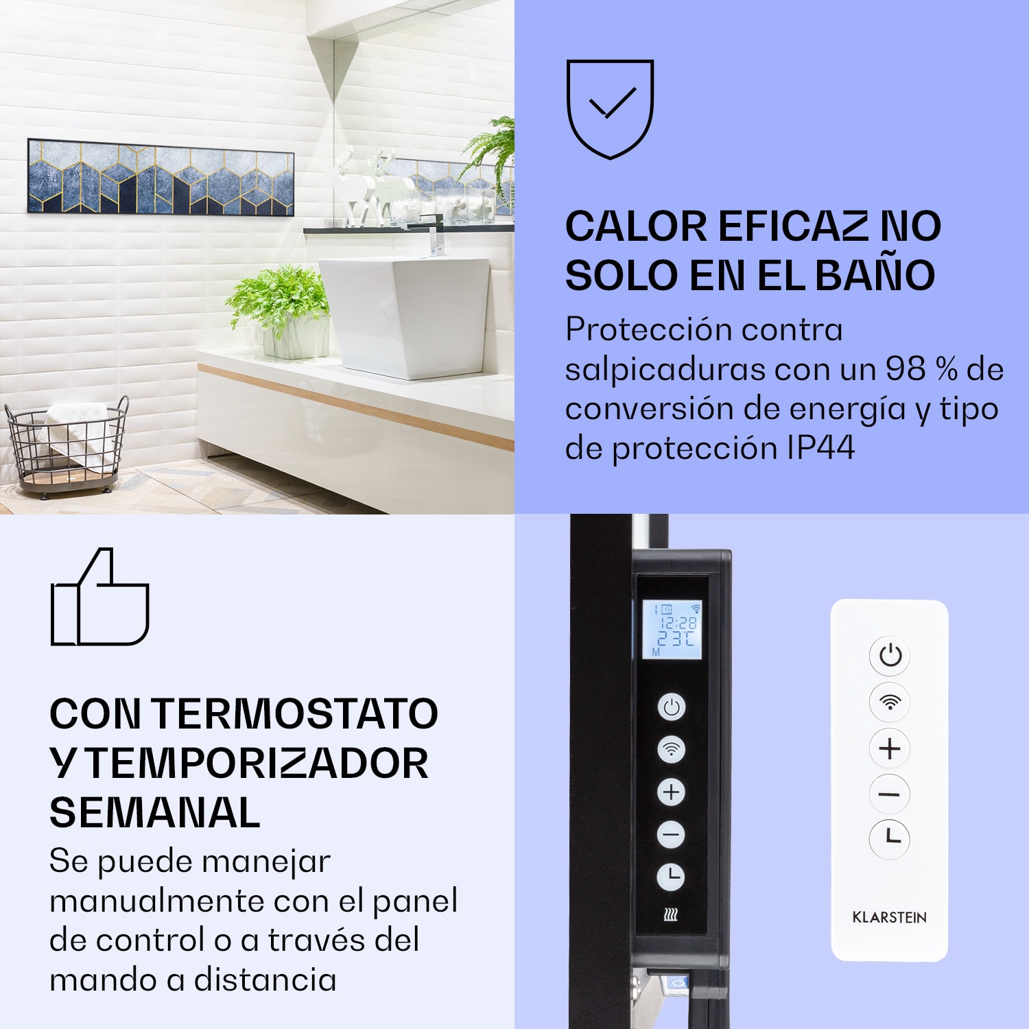 Wonderwall Air Art Calefactor infrarrojo inteligente de línea azul 120 x 30 cm 350 W 120 x 30 cm | Línea azul, marco negro