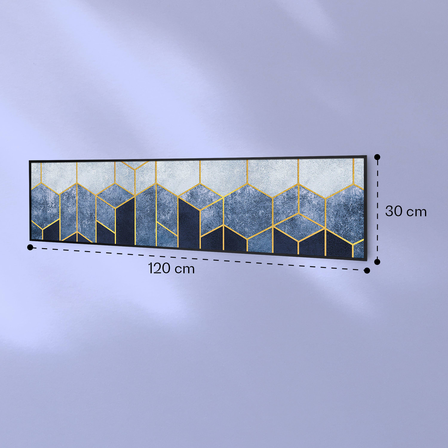 Radiateur infrarouge intelligent Wonderwall Air Art décor ligne bleue 120x30 cm 350 W 120 x 30 cm | Ligne bleue, cadre noir