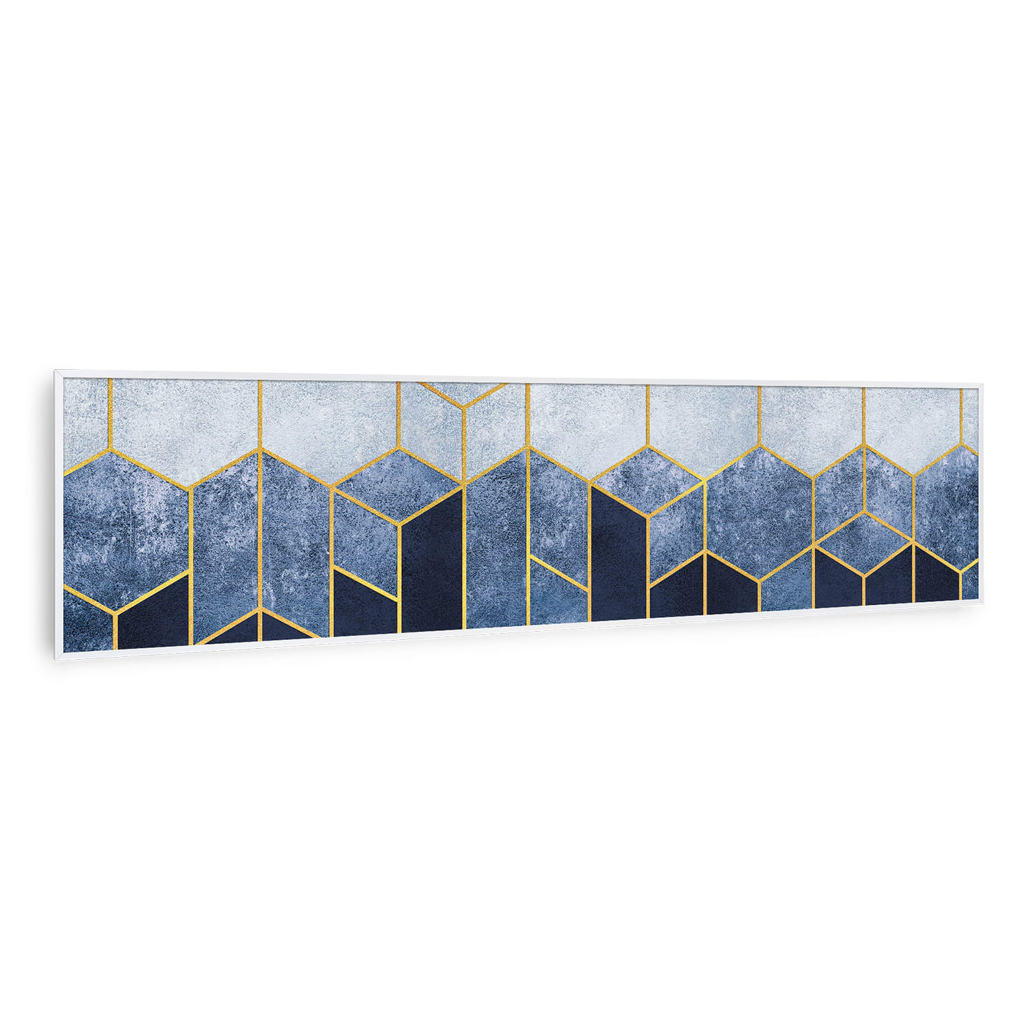 Wonderwall Air Art Smart, panel grzewczy na podczerwień, niebieska linia, 120 x 30 cm, 350 W 120 x 30 cm | Niebieska linia, biała ramka