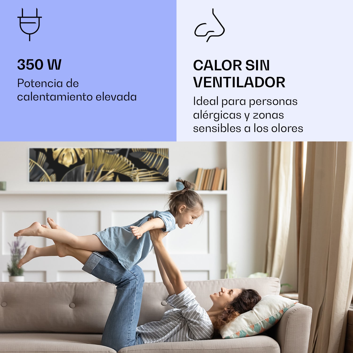 Wonderwall Air Art Calefactor infrarrojo inteligente de flor negra 120 x 30 cm 350 W 120 x 30 cm | 350 W | Jungla dorada