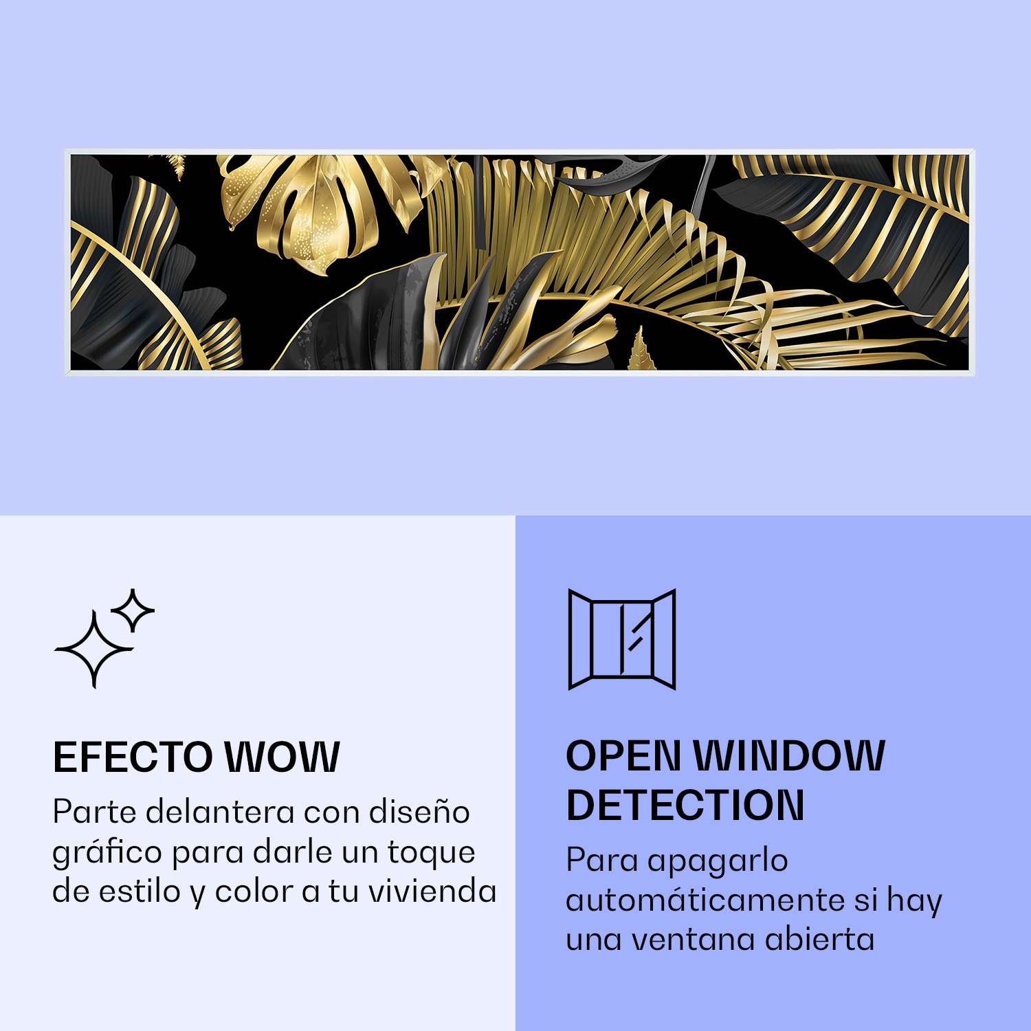 Wonderwall Air Art Calefactor infrarrojo inteligente de flor negra 120 x 30 cm 350 W 120 x 30 cm | 350 W | Jungla dorada