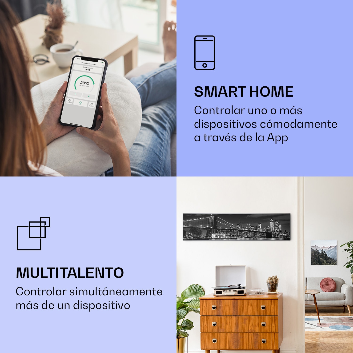 Wonderwall Air Art Calefactor infrarrojo inteligente de puente 120 x 30 cm 350 W 120 x 30 cm | 350 W | Noche en Nueva York