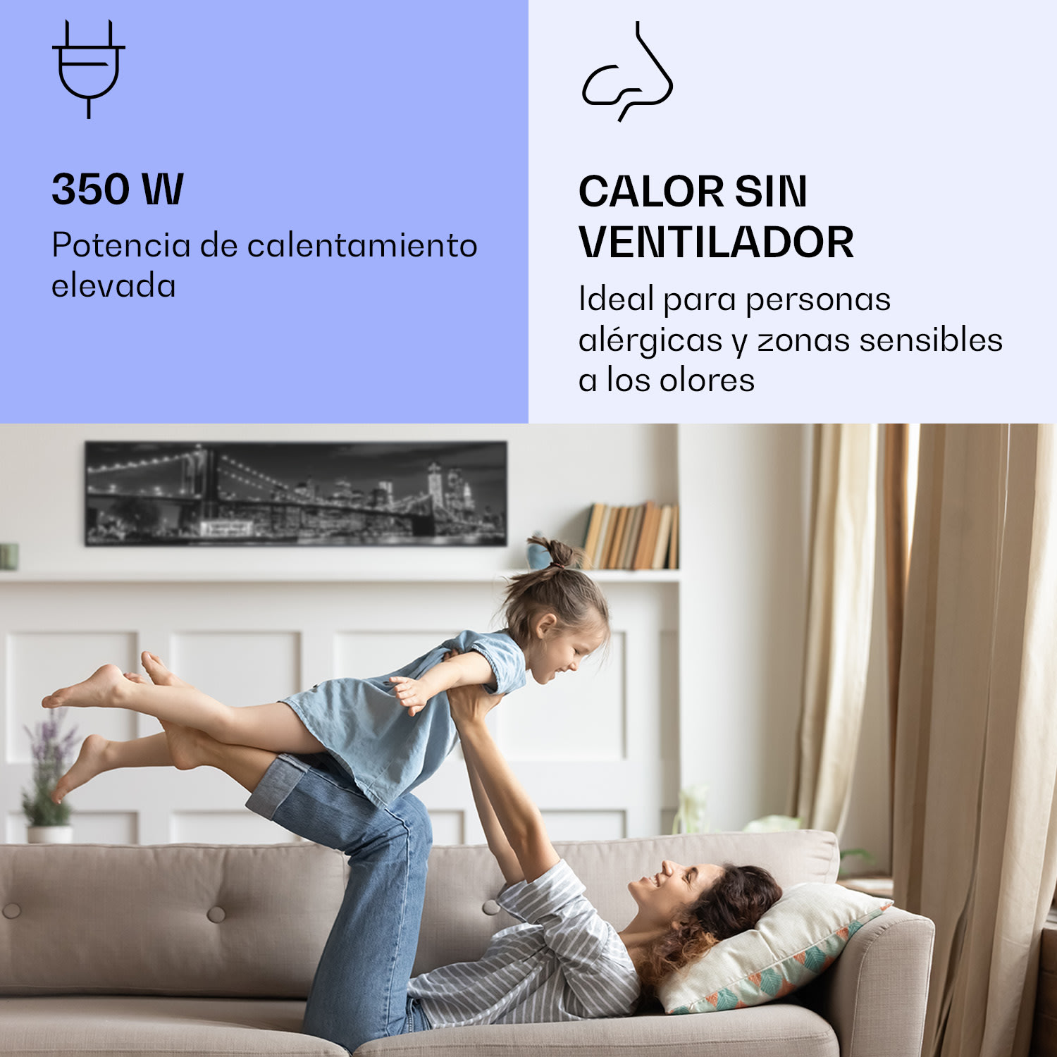 Wonderwall Air Art Calefactor infrarrojo inteligente de puente 120 x 30 cm 350 W 120 x 30 cm | 350 W | Noche en Nueva York