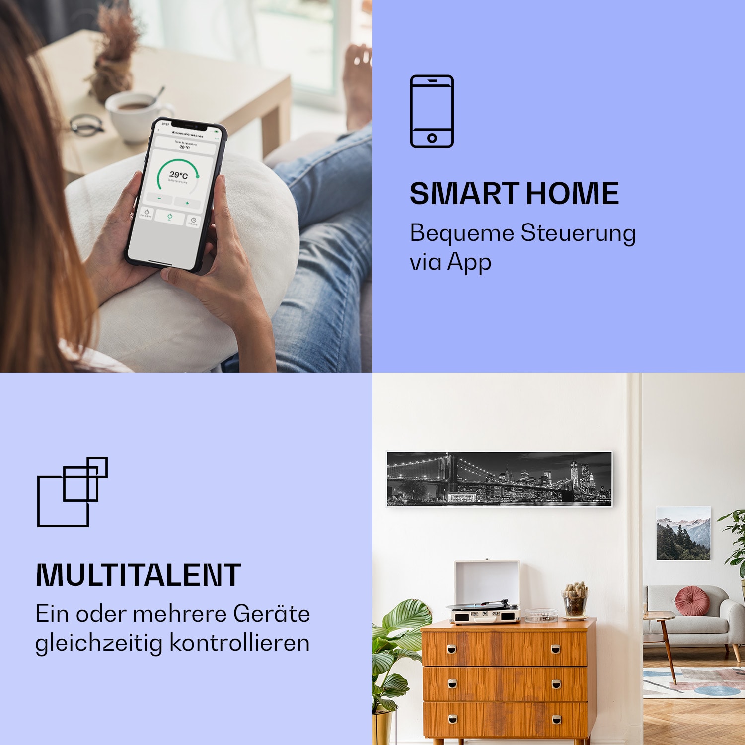 Wonderwall Air Art Smart Infrarotheizung Brücke 120x30cm 350W 120 x 30 cm | Brücke, weißer Rahmen