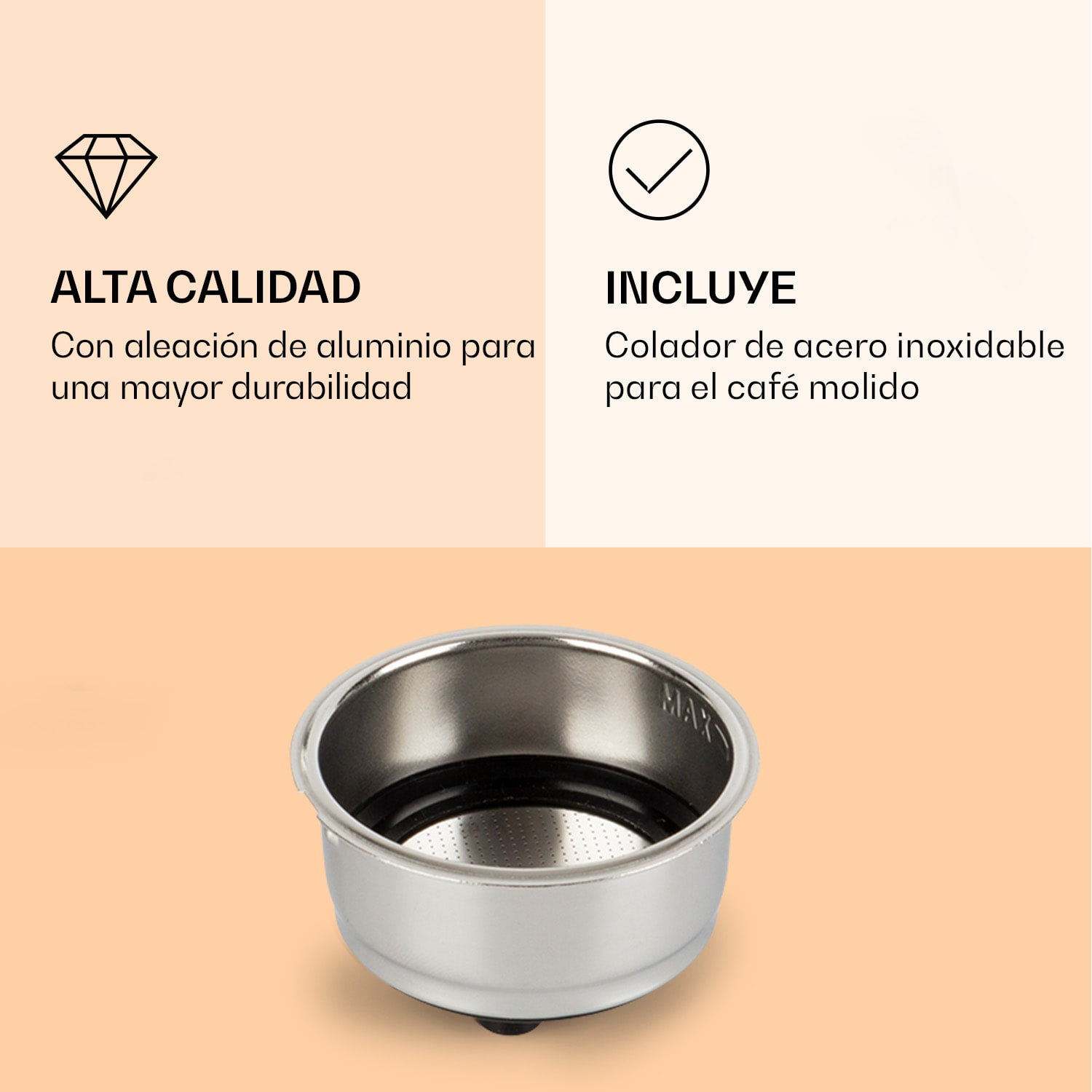 Cafetera Passionata Espresso Soporte de filtro de aleación de aluminio y acero inoxidable  