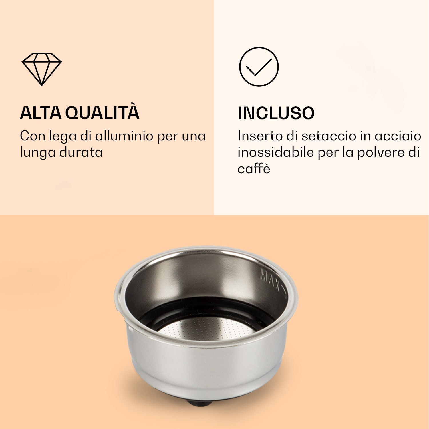 Accessorio porta-filtro in lega d'alluminio per macchina da espresso Passionata  
