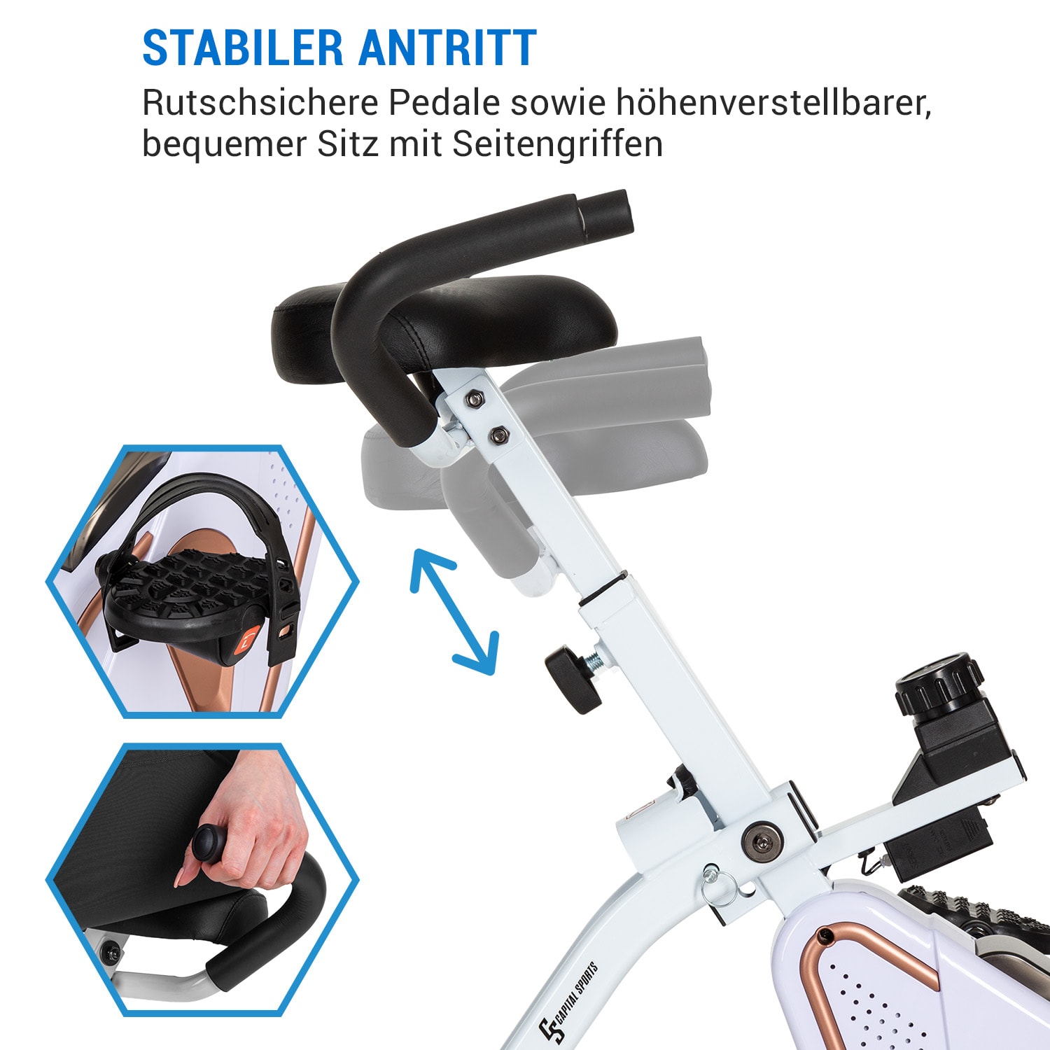 Azura Desk Bike Heimtrainer 7,5 kg Schwungmasse Riemenantrieb Roségold