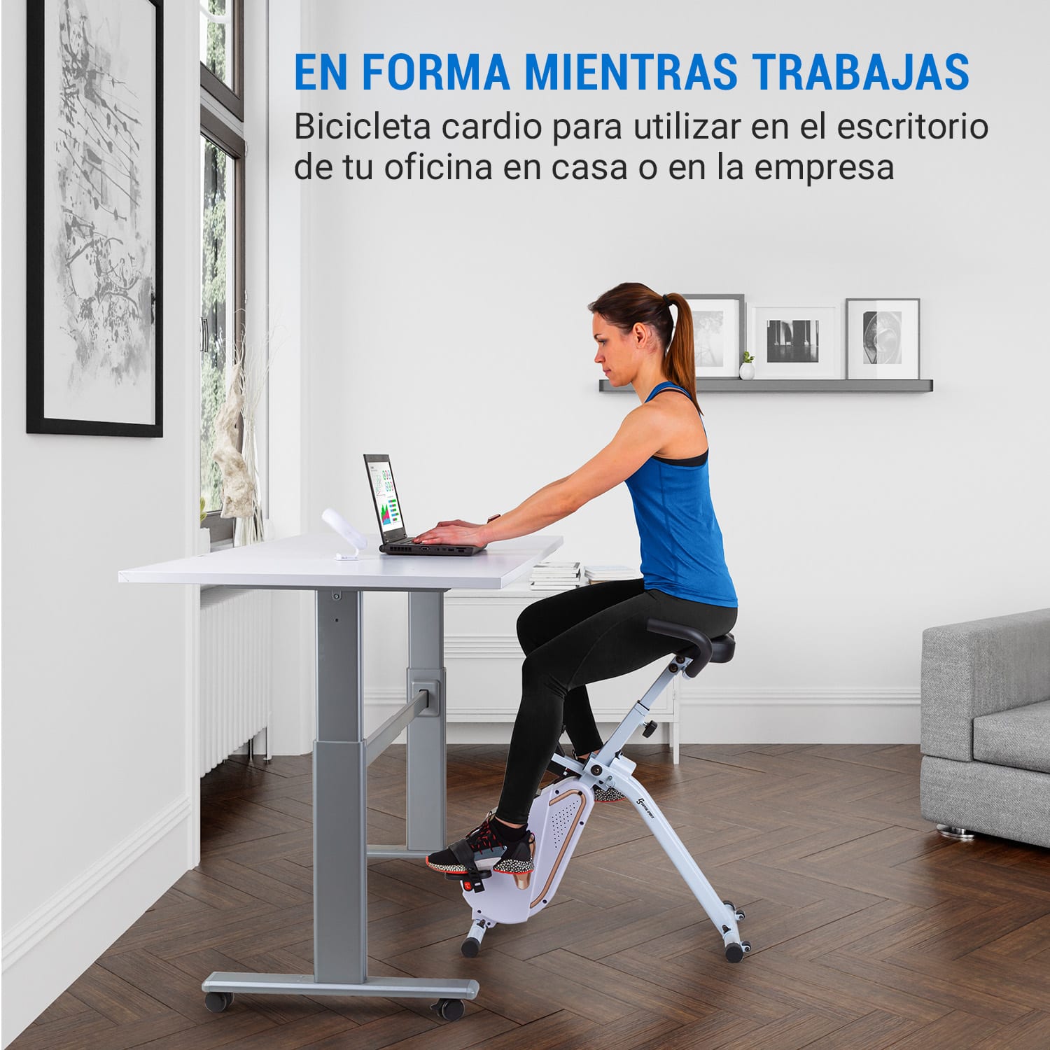 Bicicleta estática Azura Desk Bike 7,5 kg masa volante de inercia transmisión por correa Oro Rosa