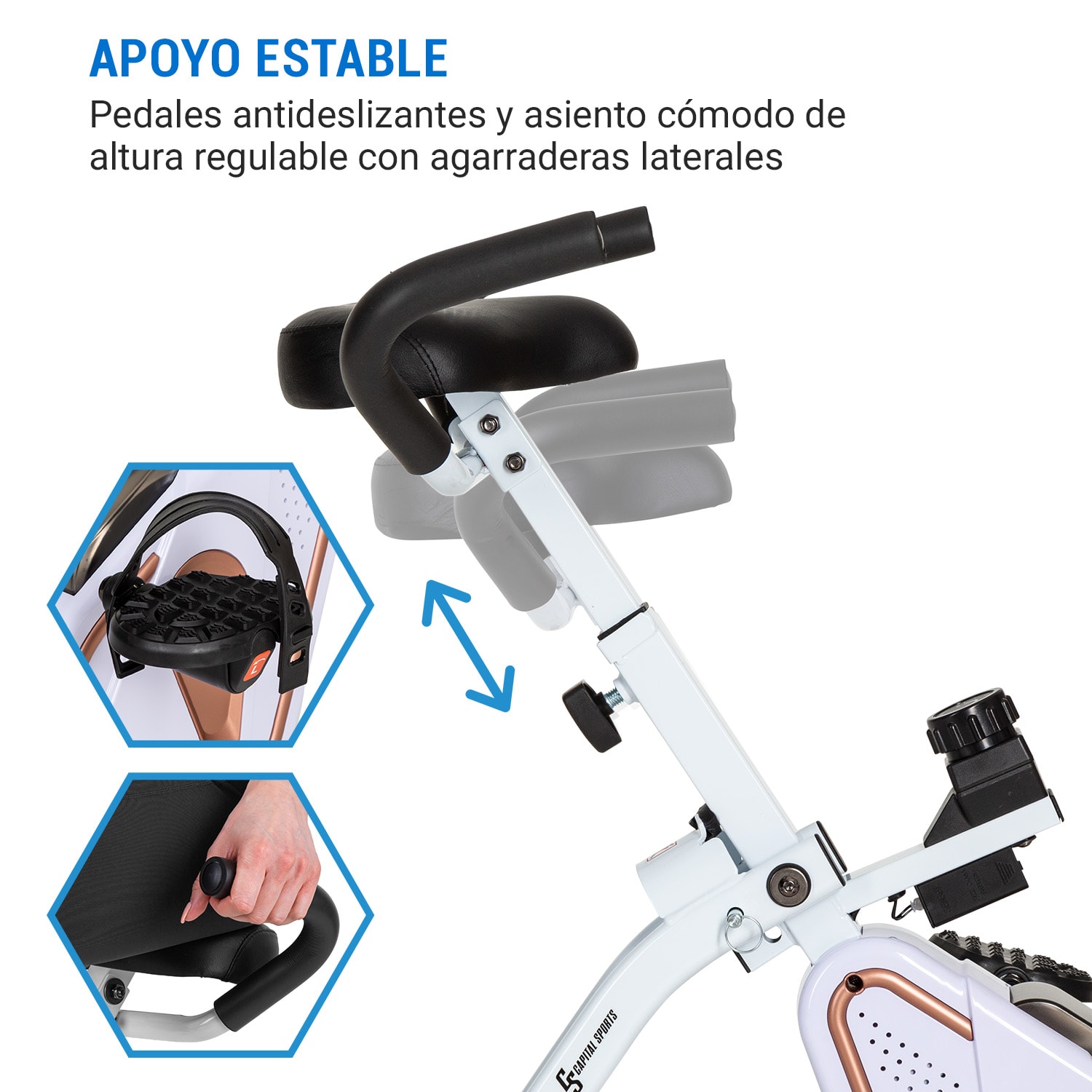 Bicicleta estática Azura Desk Bike 7,5 kg masa volante de inercia transmisión por correa Oro Rosa