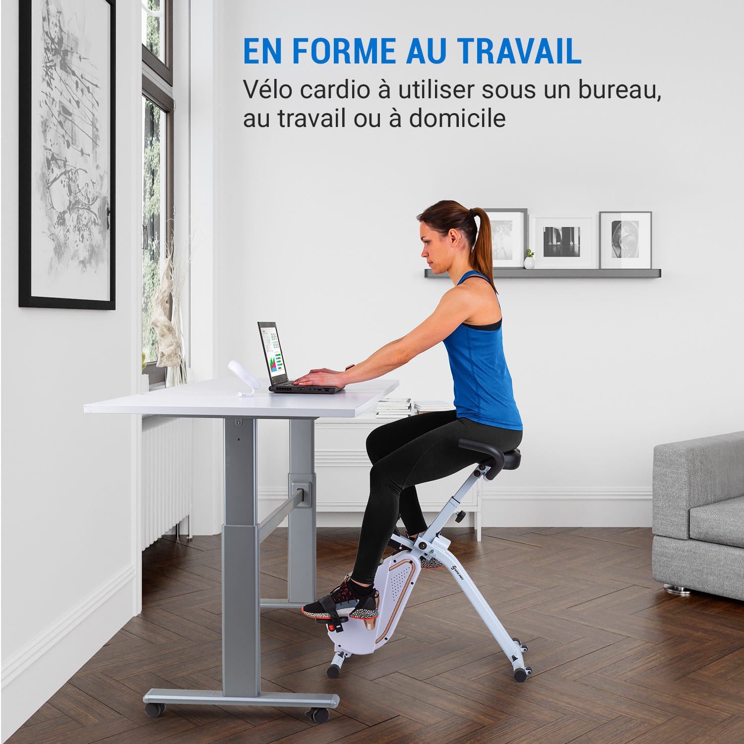 Vélo d'appartement Azura Desk Bike 7,5 kg dasse d'inertie courroie d'entraînement Doré Rose