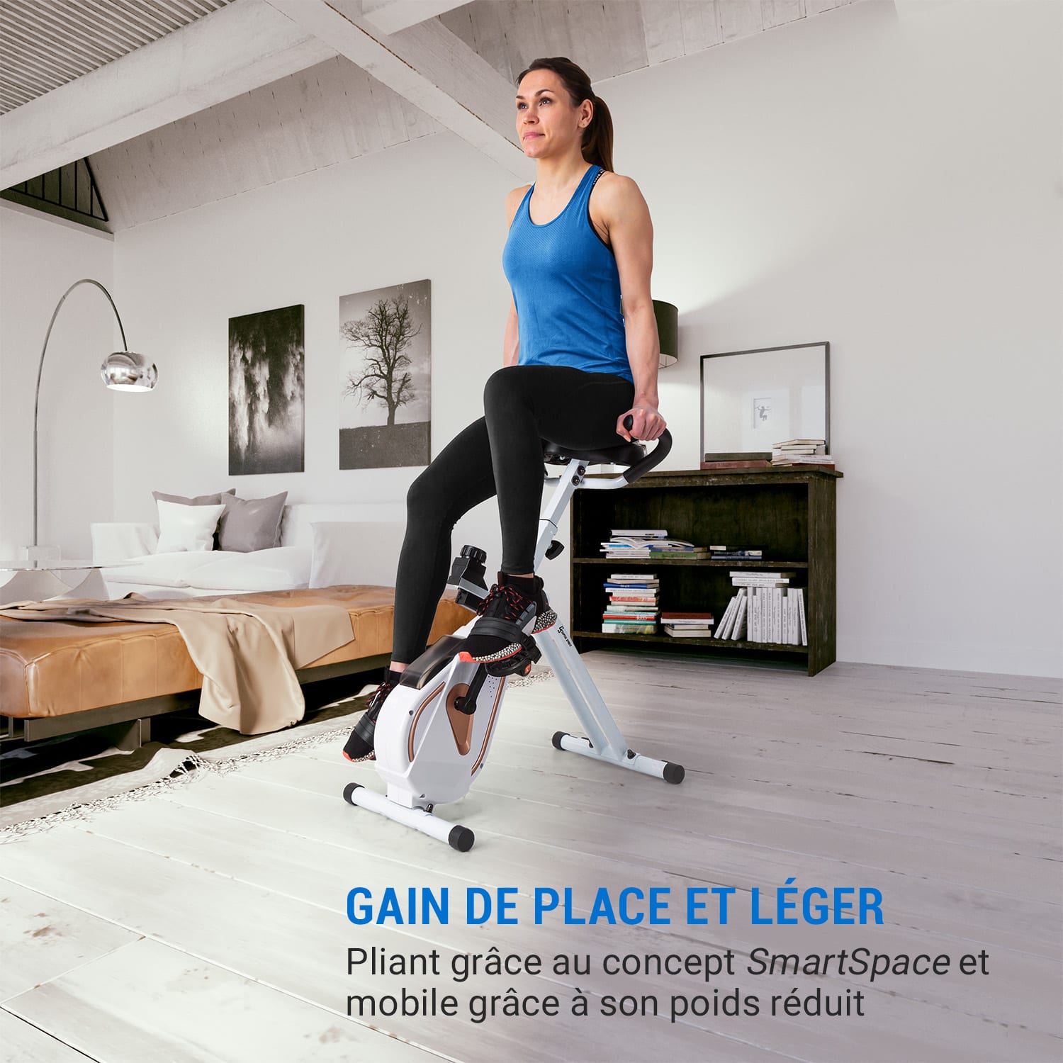 Vélo d'appartement Azura Desk Bike 7,5 kg dasse d'inertie courroie d'entraînement Doré Rose