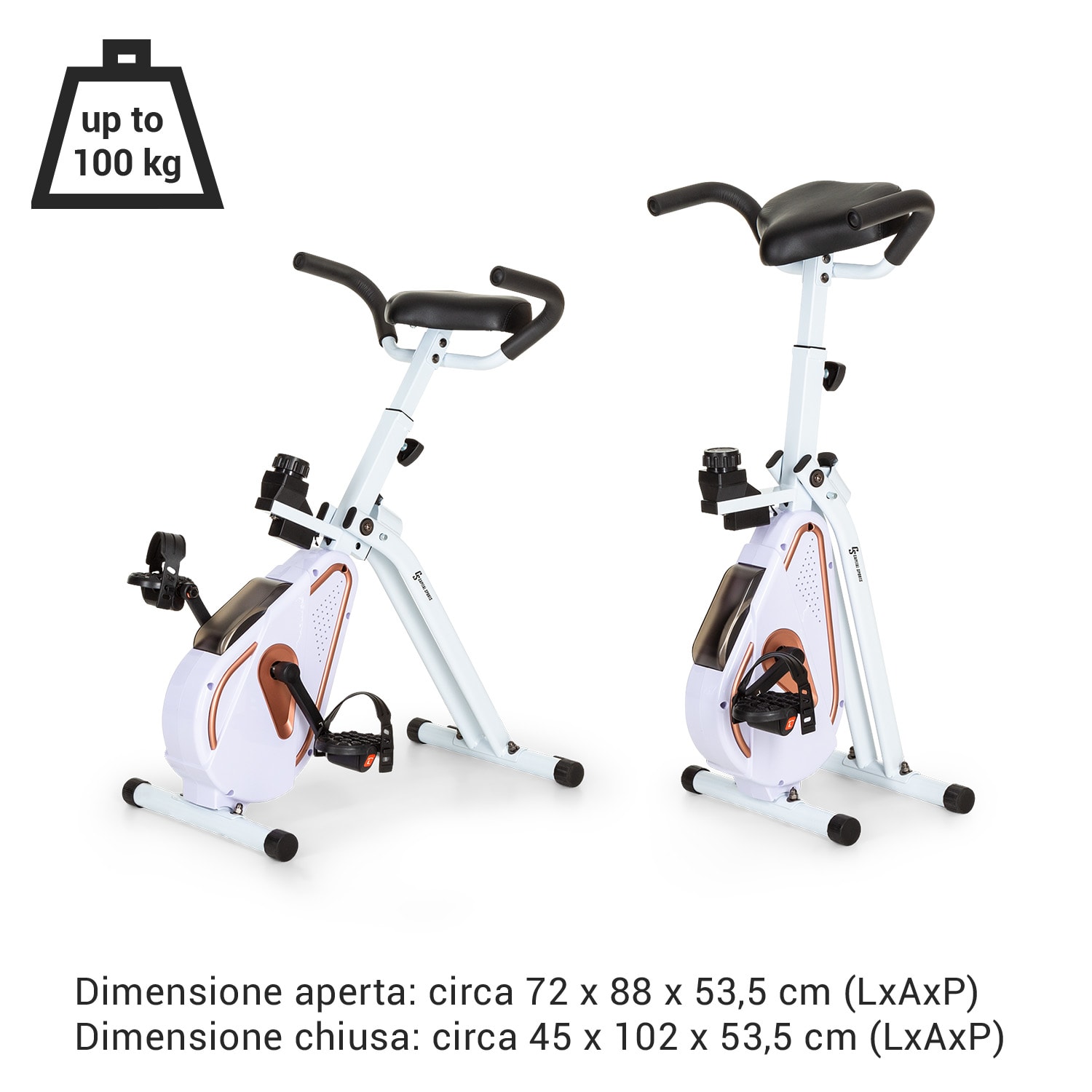 Azura Desk Bike - Cyclette, 7,5 kg di massa volanica, trazione a cinghia Oro Rosa