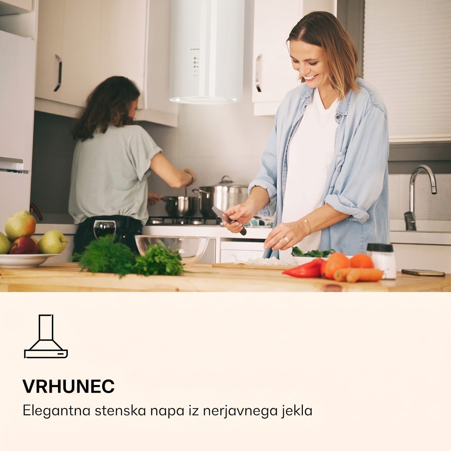 Barella, kuhinjska napa, 38 cm, 518 m³/h, LED, bela Bela