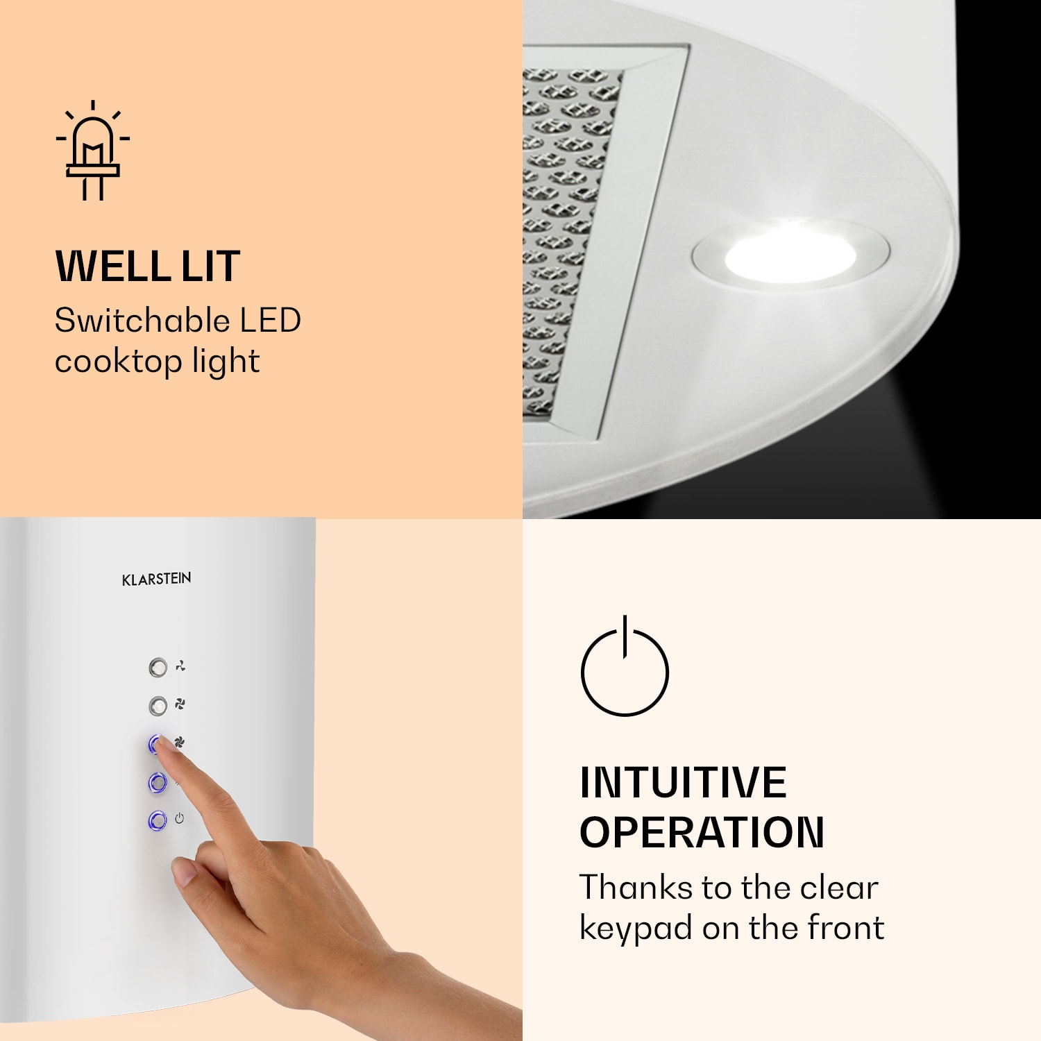Barella extractor hood 35 x 93 x 43 cm recirculation 518 m³/h LED activated carbon filter White