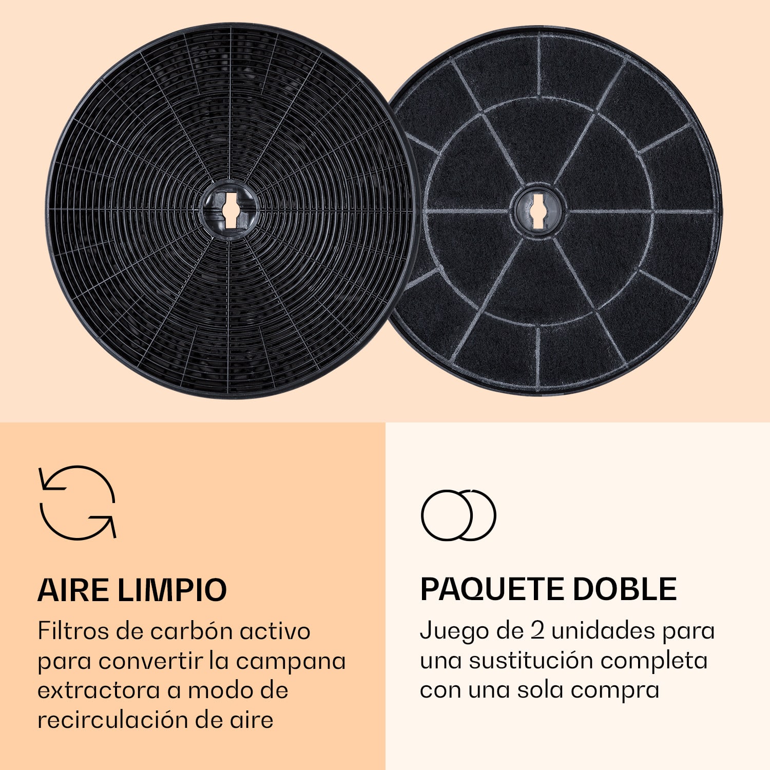 Americana Purista Filtro de carbón activo Juego de 2 unidades Accesorios Recambio 18 x 2 cm (diámetro x altura)