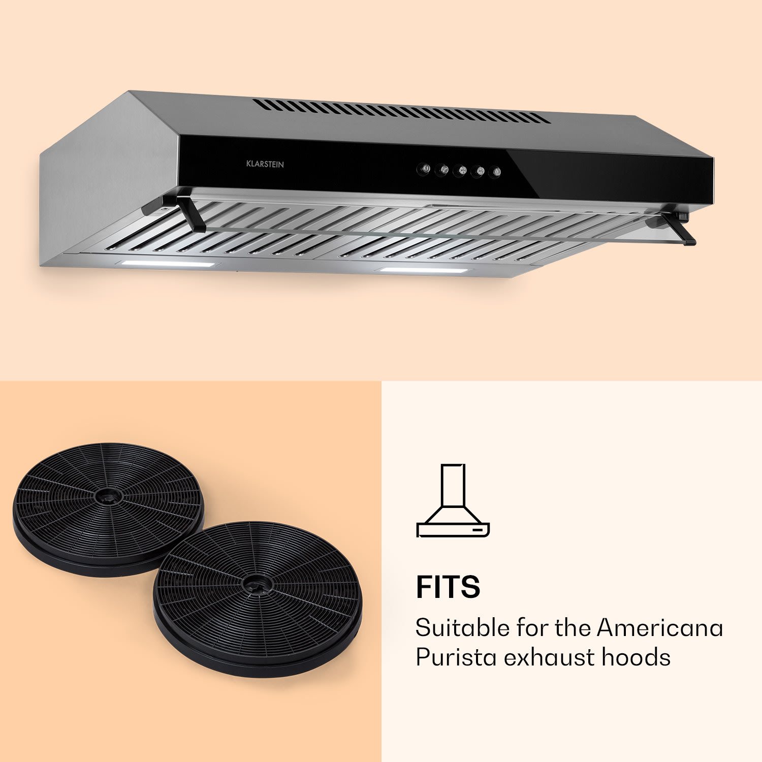 Americana Purista actief koolfilter set van 2 vervanging accessoires 18 x 2 cm (ØxH)