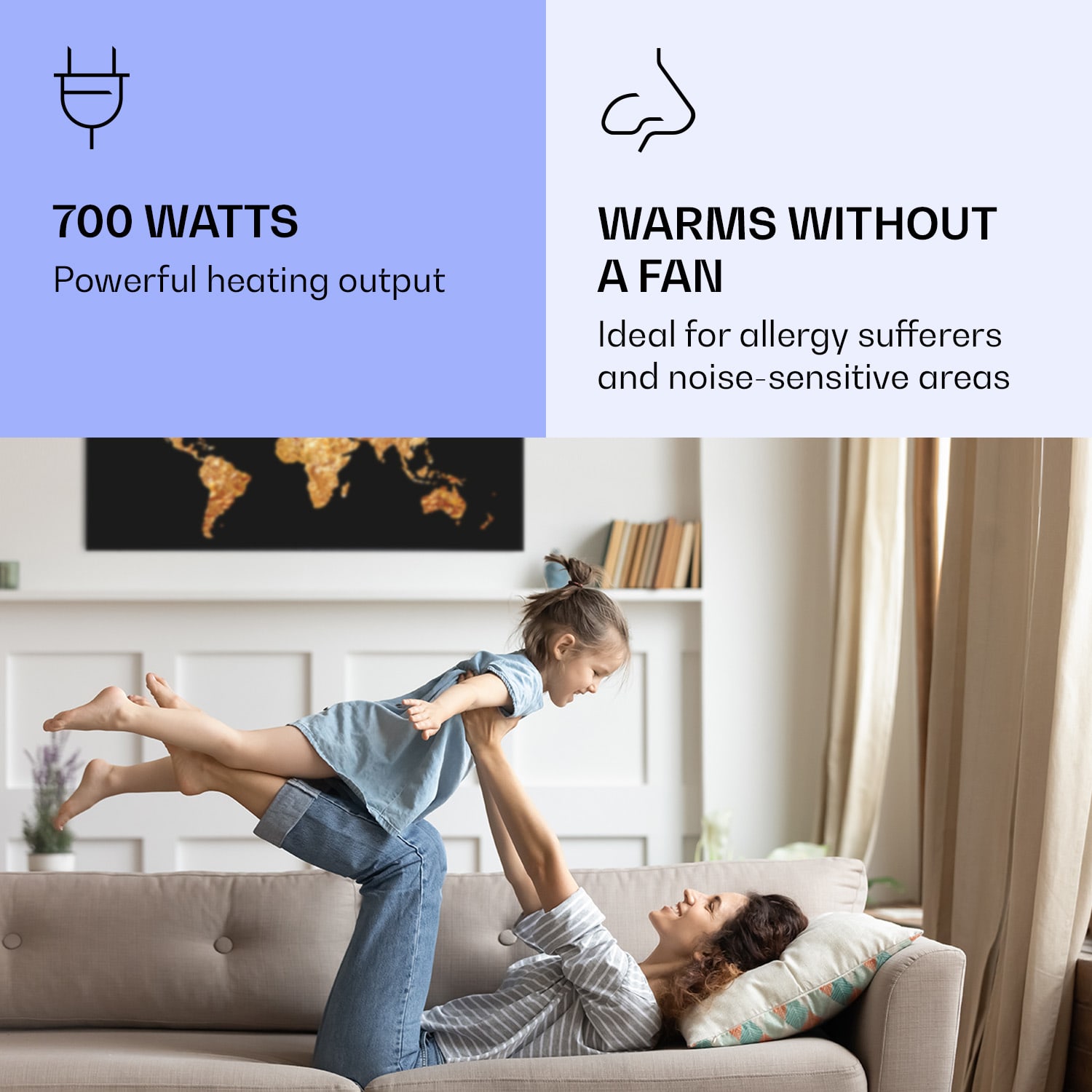 Air Art Smart Infrared Heater Golden Card 120x60cm 700W 120 x 60 cm | Golden map, black frame