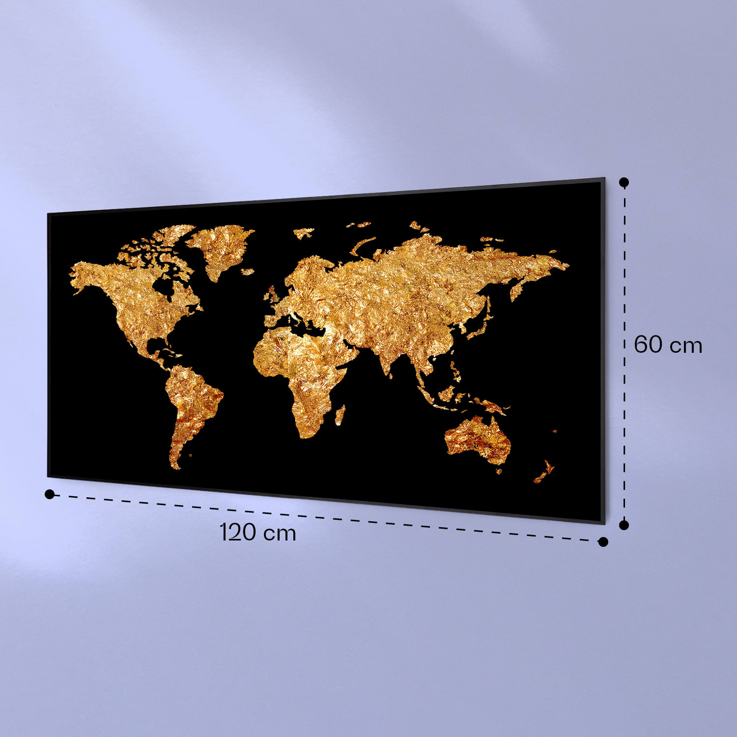 Wonderwall Air Art Smart infraroodverwarming gouden kaart 120x60 cm 700 W 120 x 60 cm | Gouden kaart, zwart frame