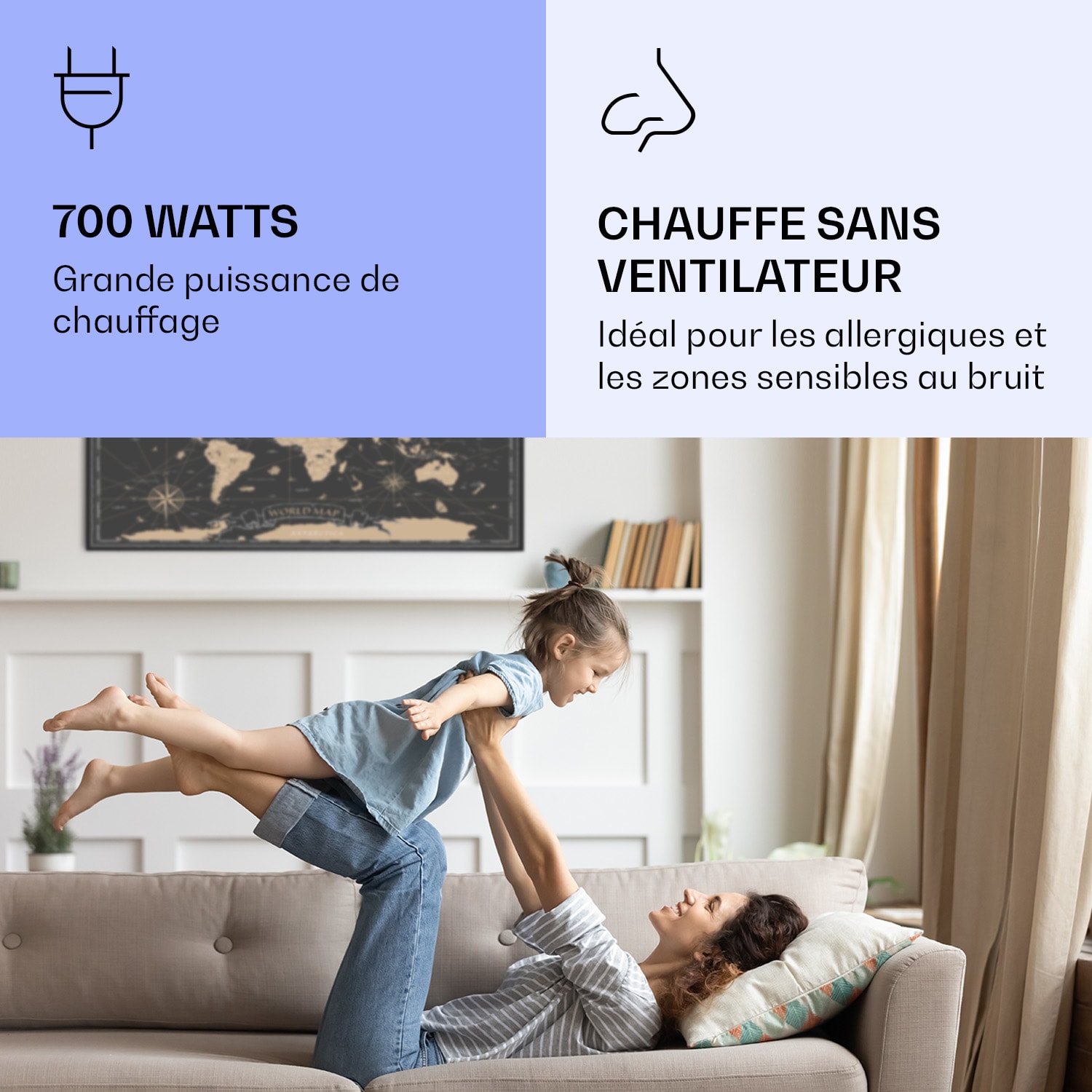 Radiateur infrarouge intelligent Wonderwall Air Art carte de nuit 120x60 cm 700 W 