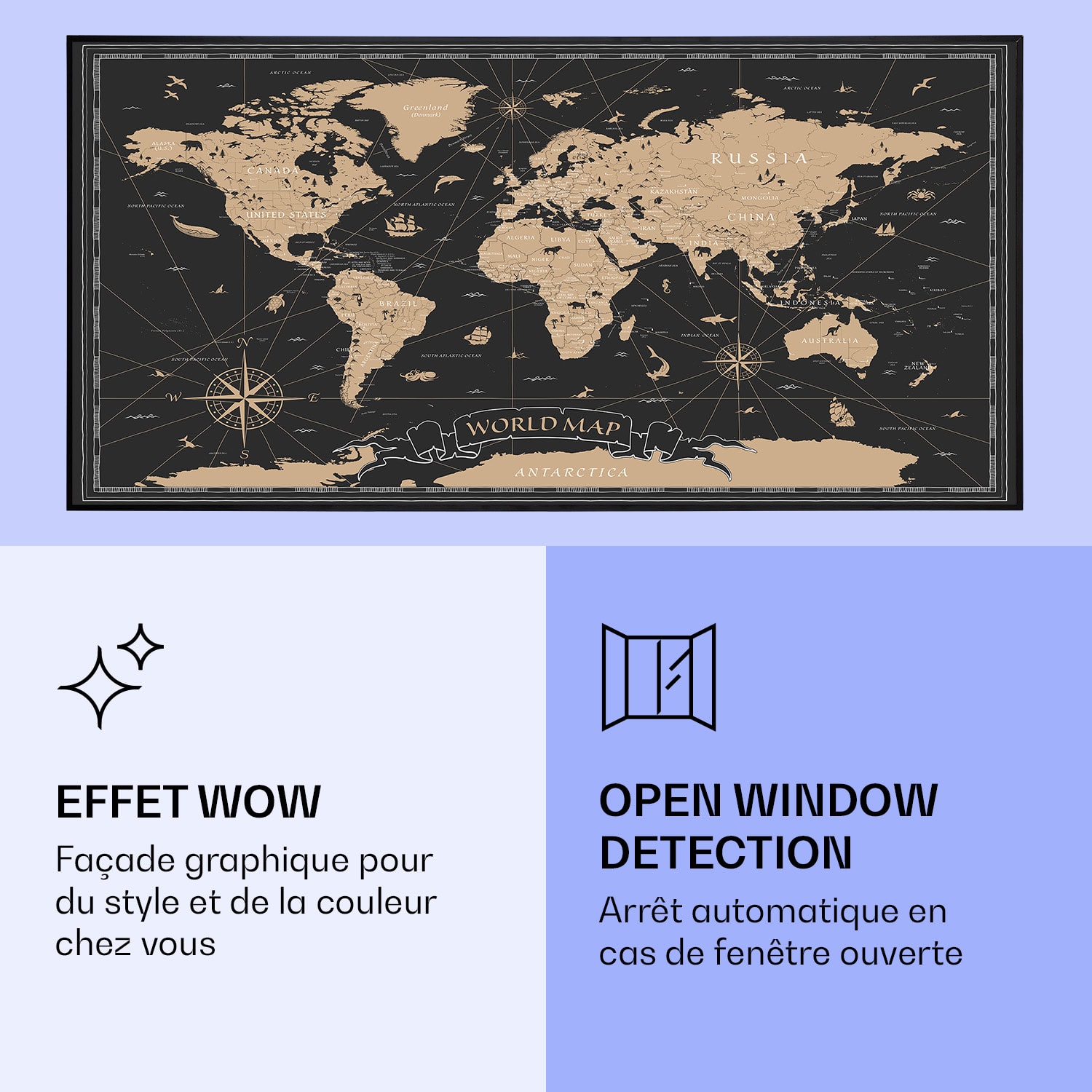 Radiateur infrarouge intelligent Wonderwall Air Art carte de nuit 120x60 cm 700 W 