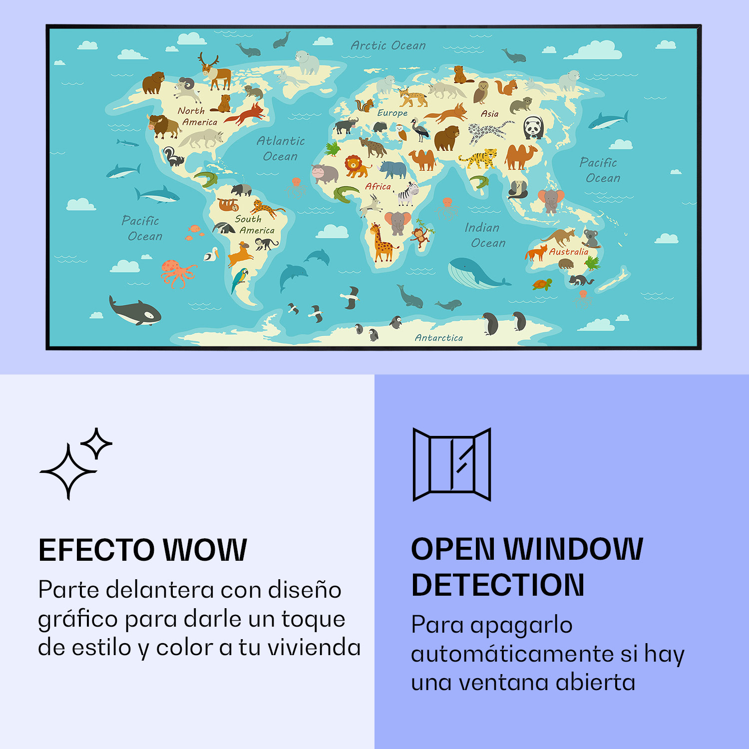 Wonderwall Air Art Calefactor infrarrojo inteligente con animales 120 x 60 cm 700 W 