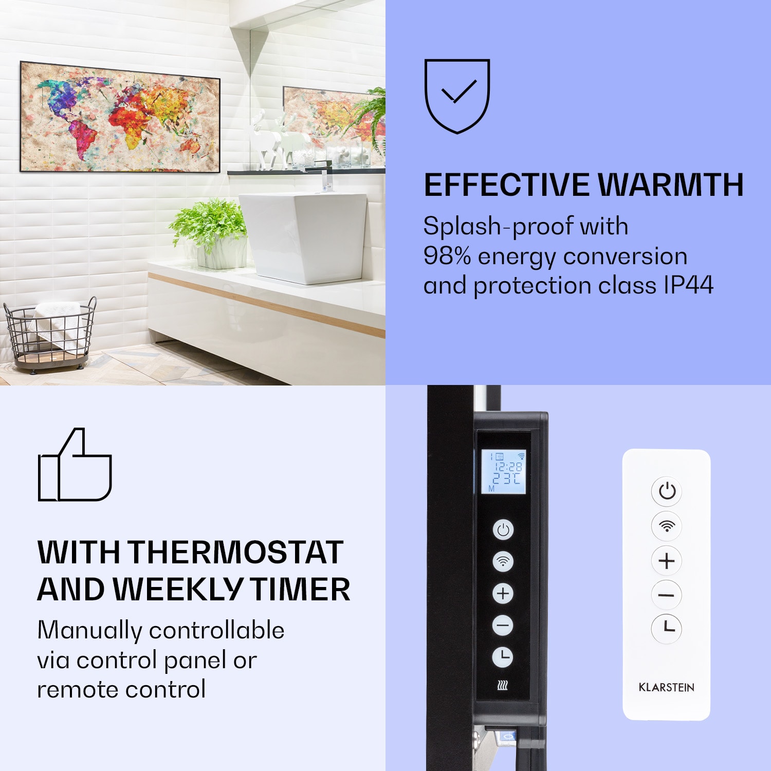 Wonderwall Air Art Smart, infračervený ohrievač, 120 x 60 cm, 700 W, farebná mapa 120 x 60 cm | Farebná mapa, čierny rám